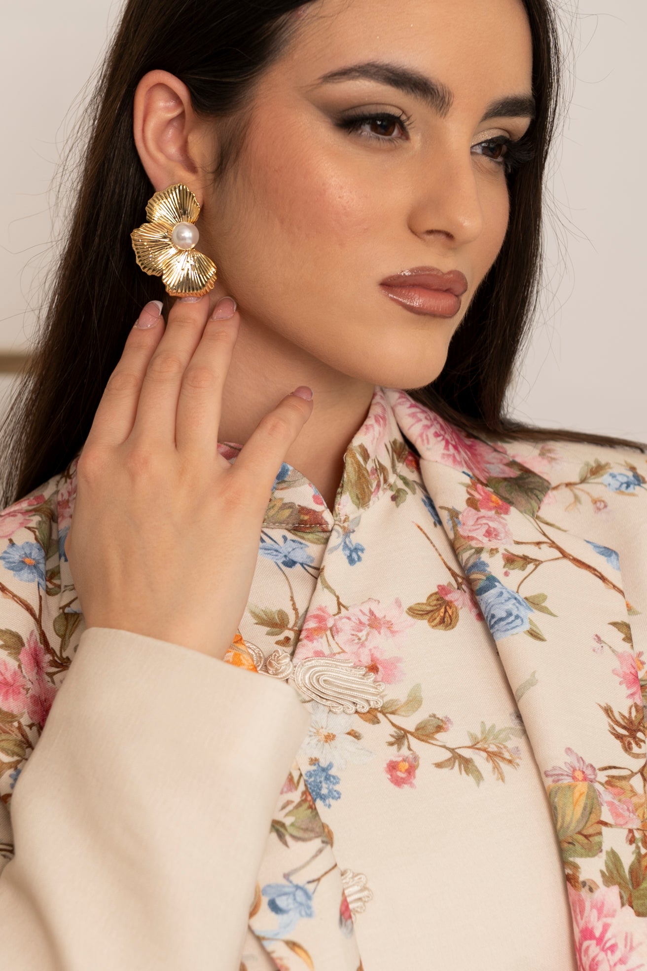 Orecchini foglia con perla