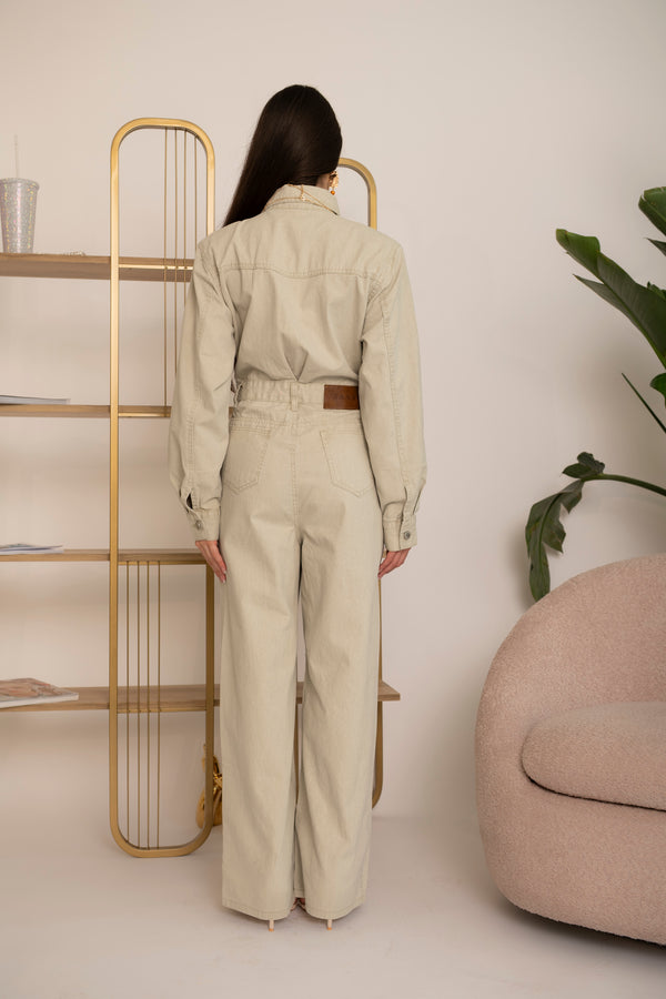 Tuta in denim beige