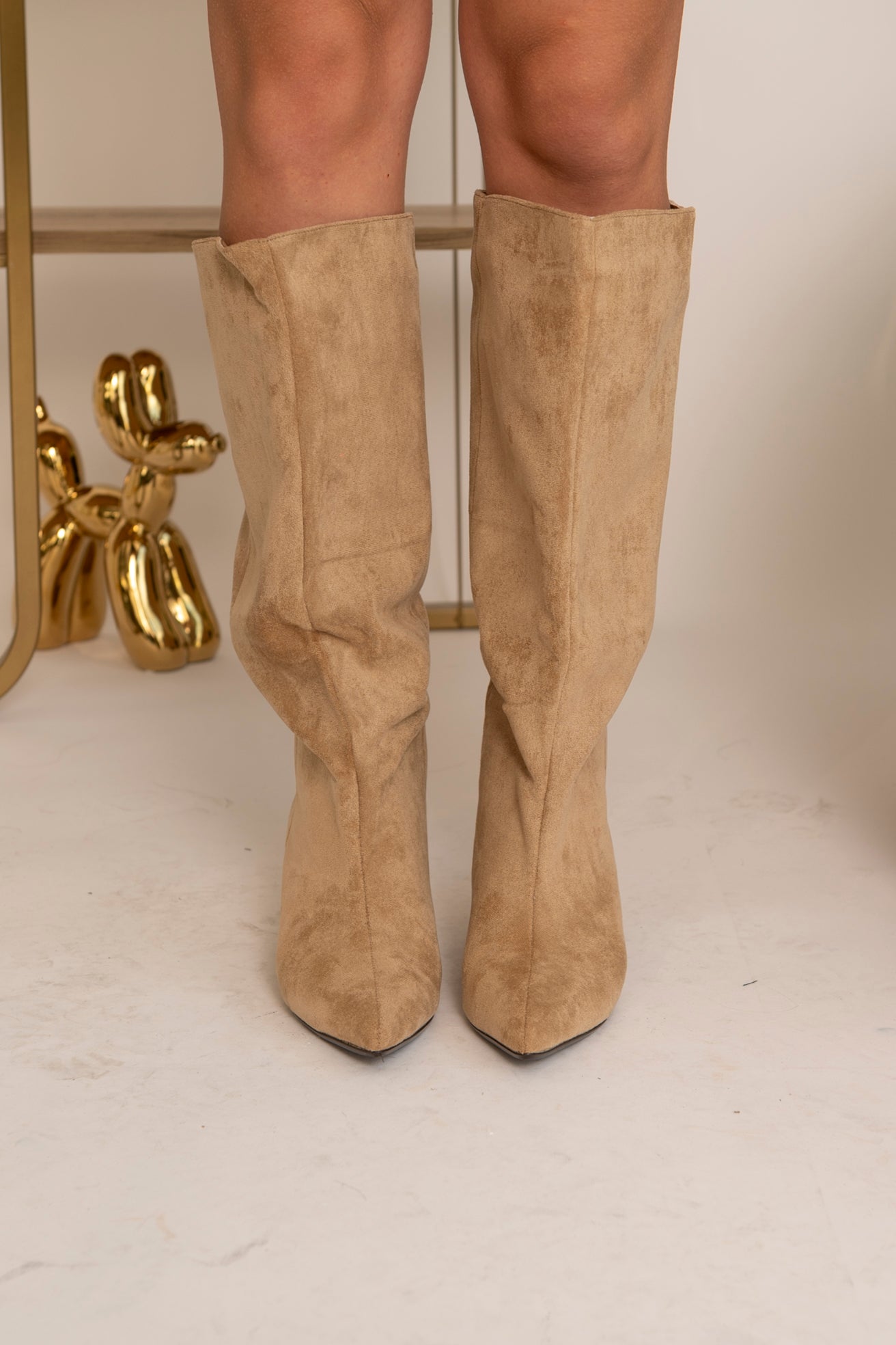 Stivali tacco mini in camoscio