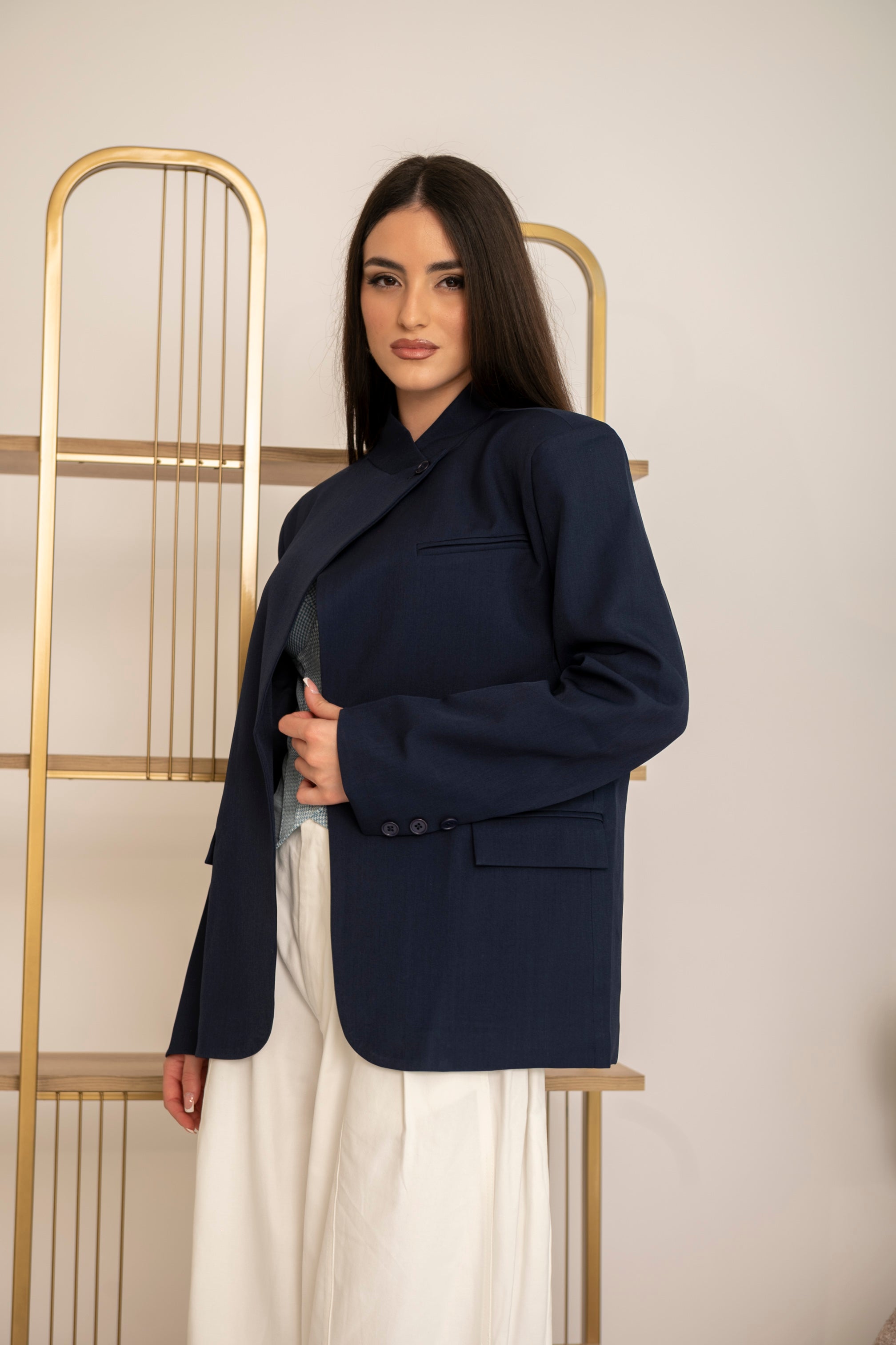 Giacca a collo alto bottone