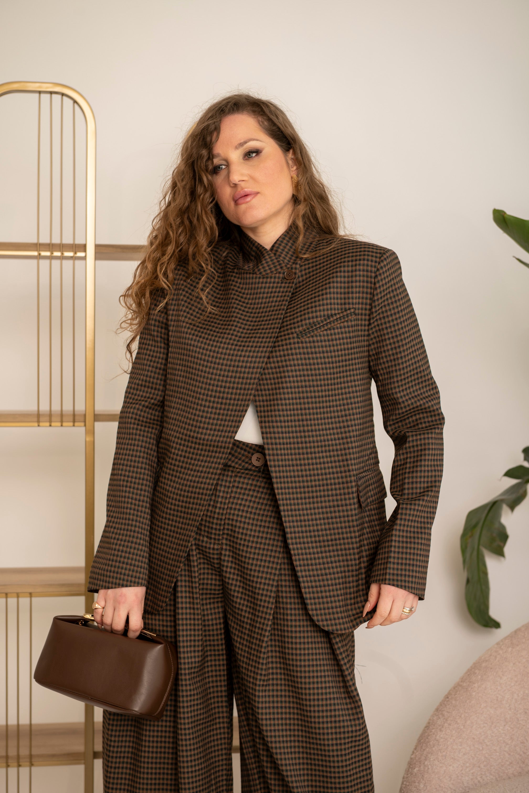 Giacca chiusura asimmetrica brown