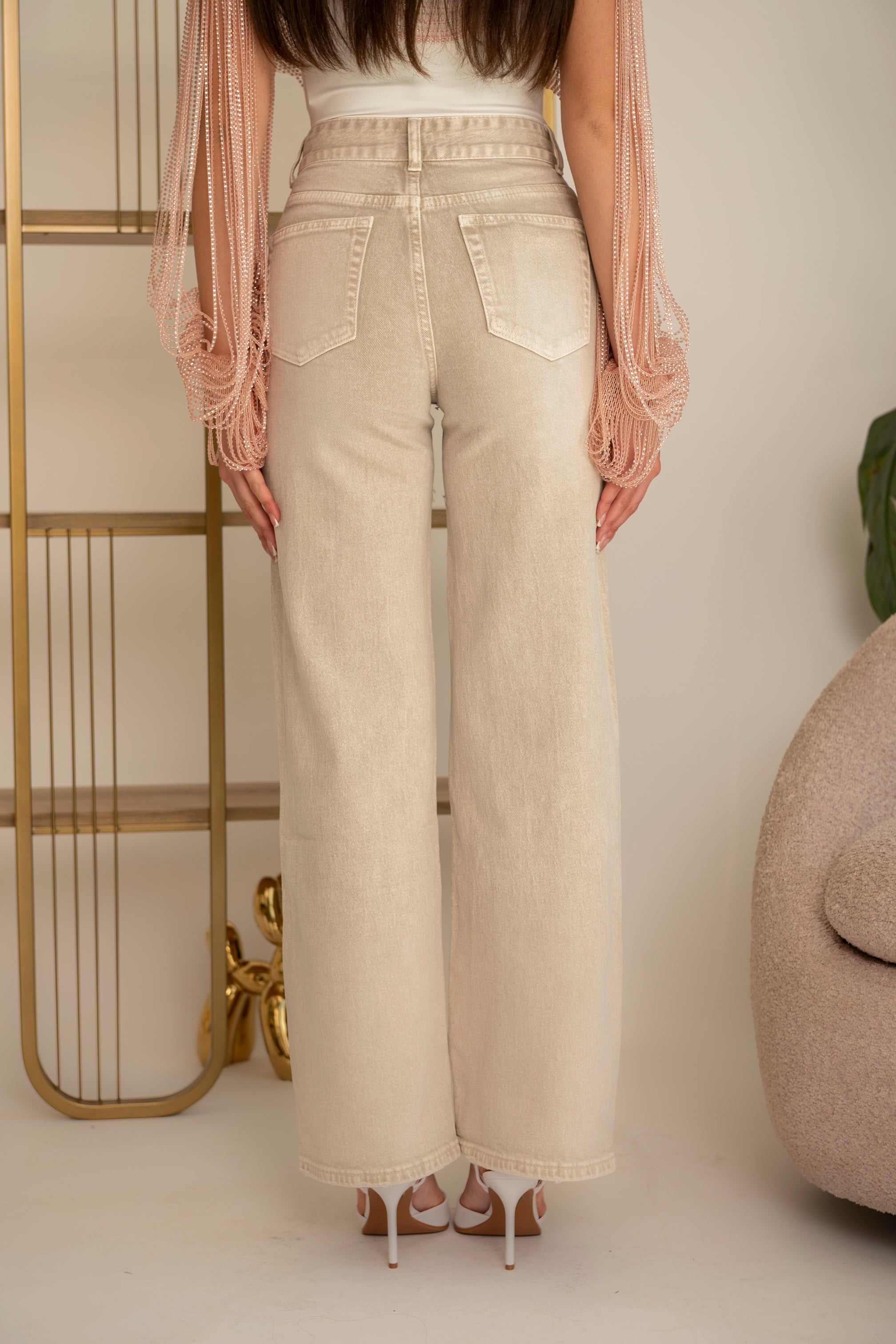 Jeans wide leg sabbiato