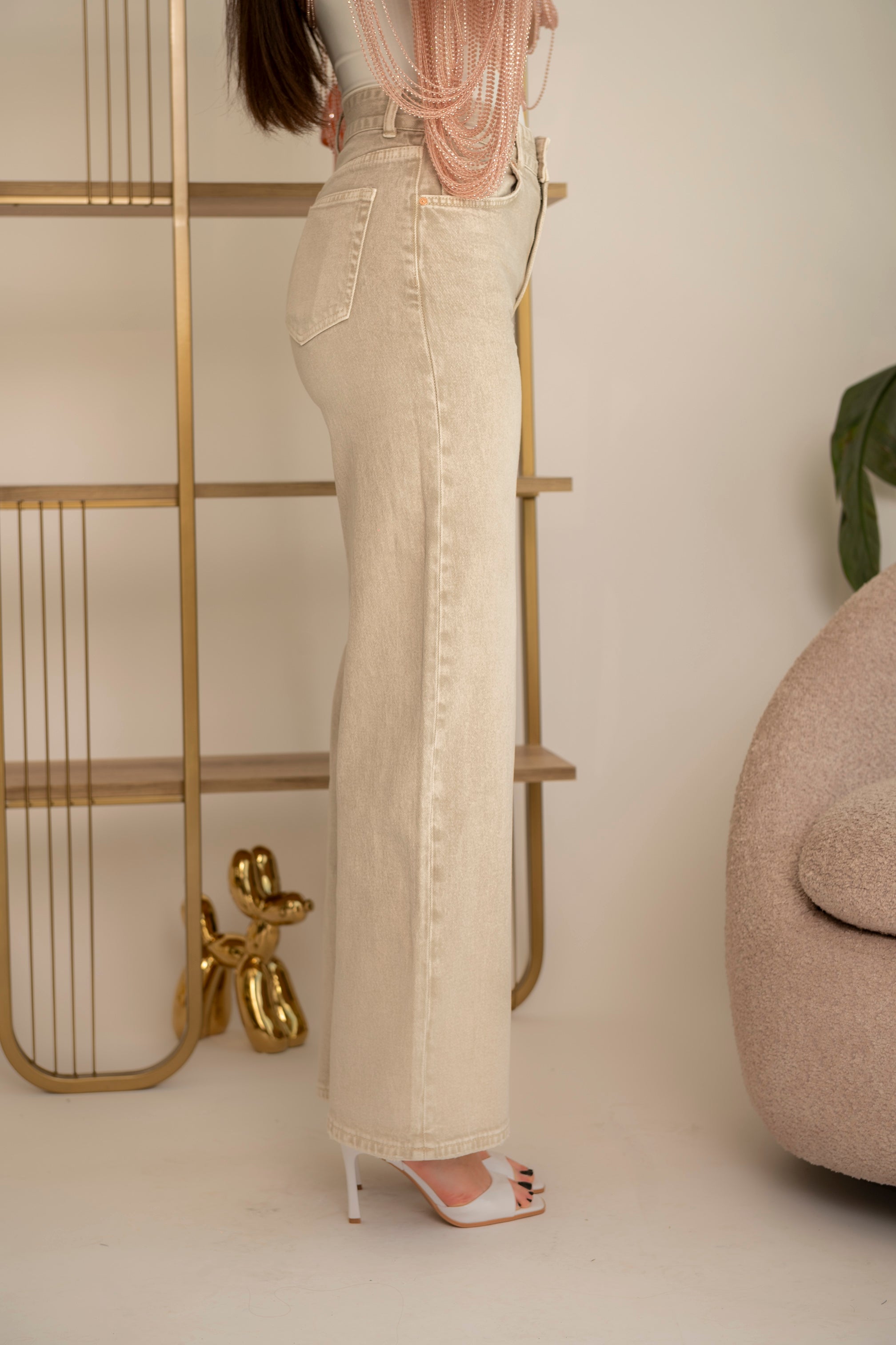 Jeans wide leg sabbiato