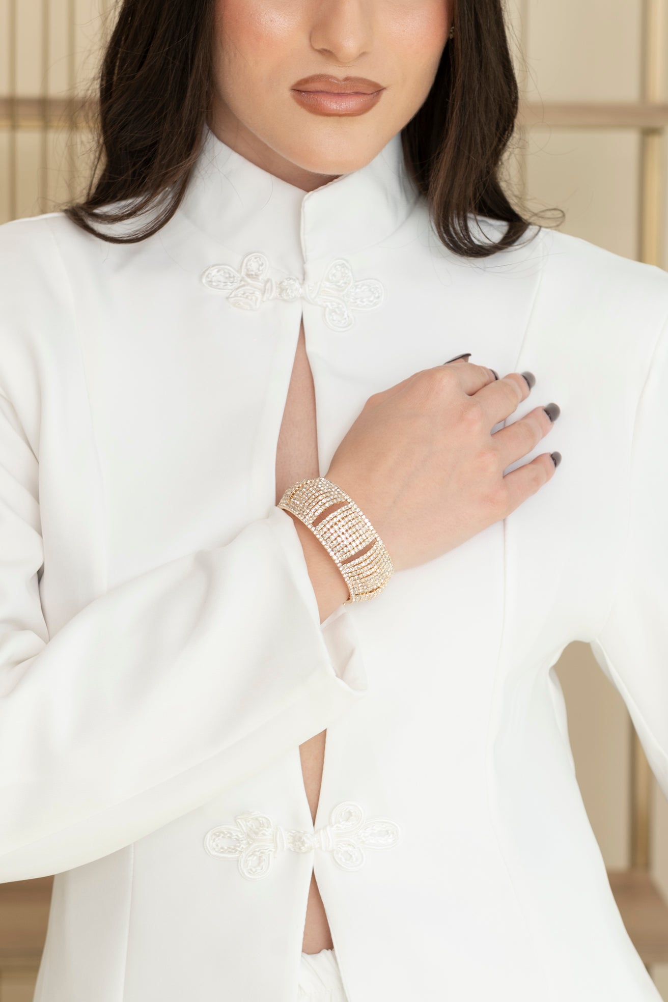 Bracciale rigato strass