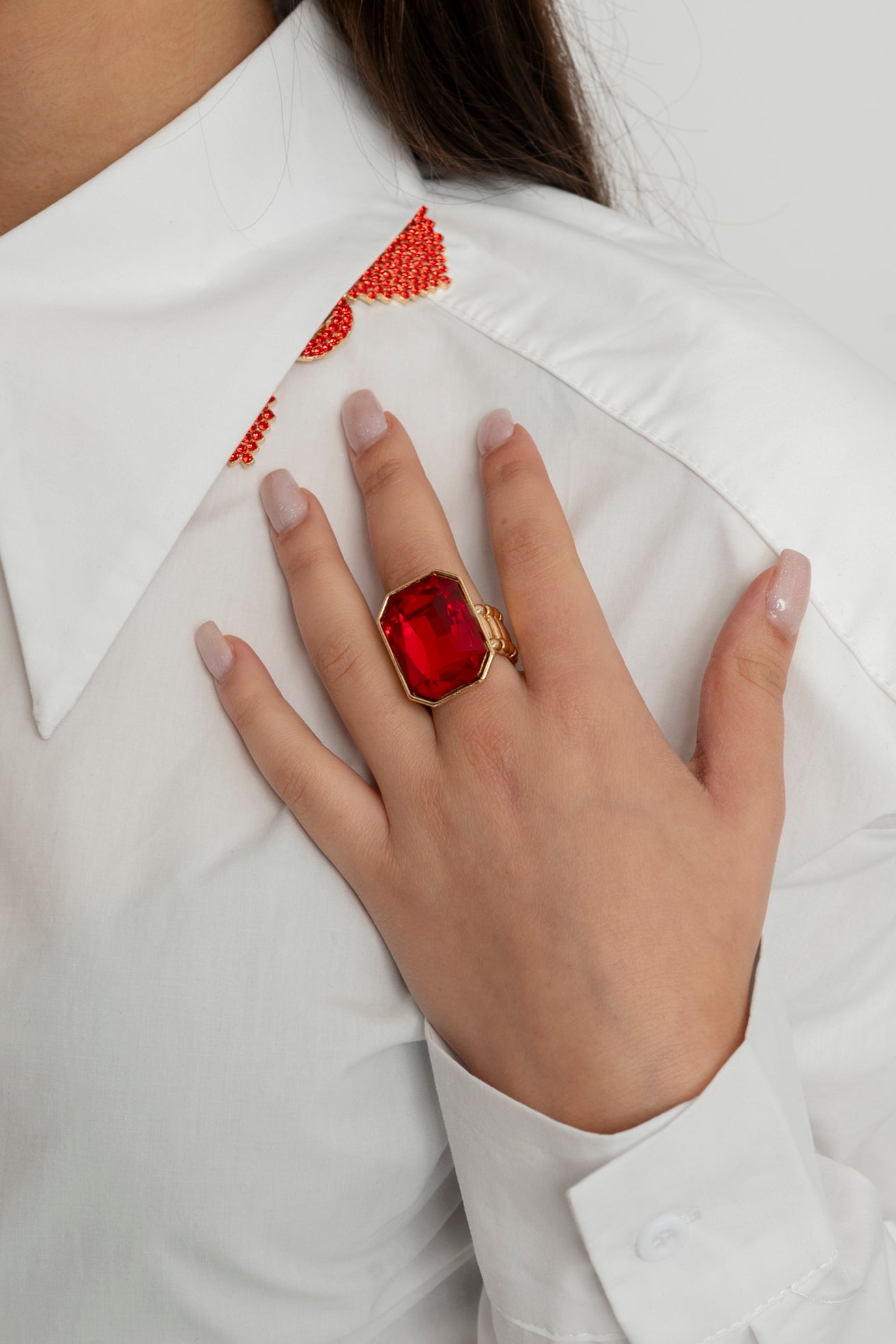 Anello pietra strass