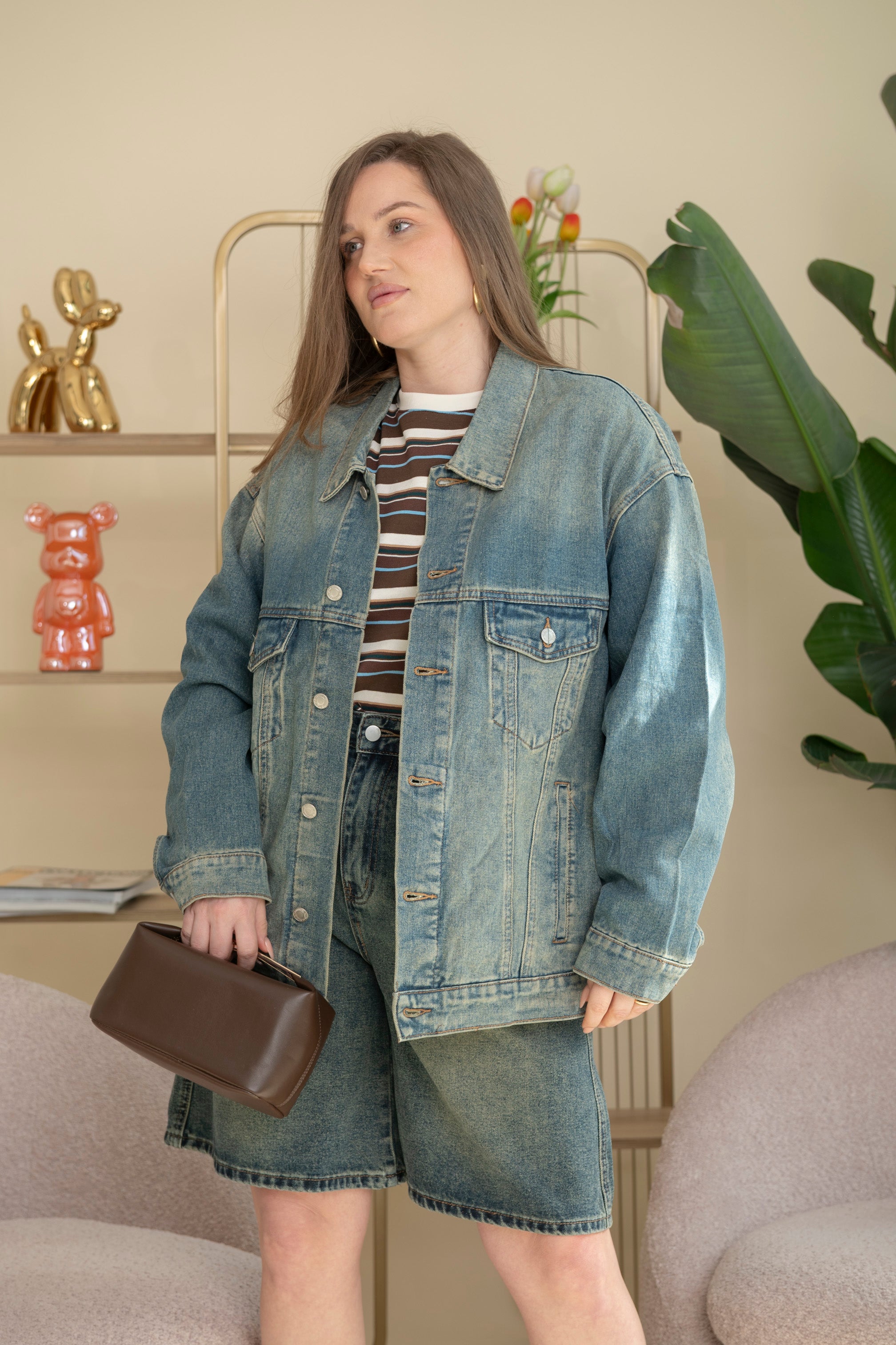 Giubbino in denim sabbiato