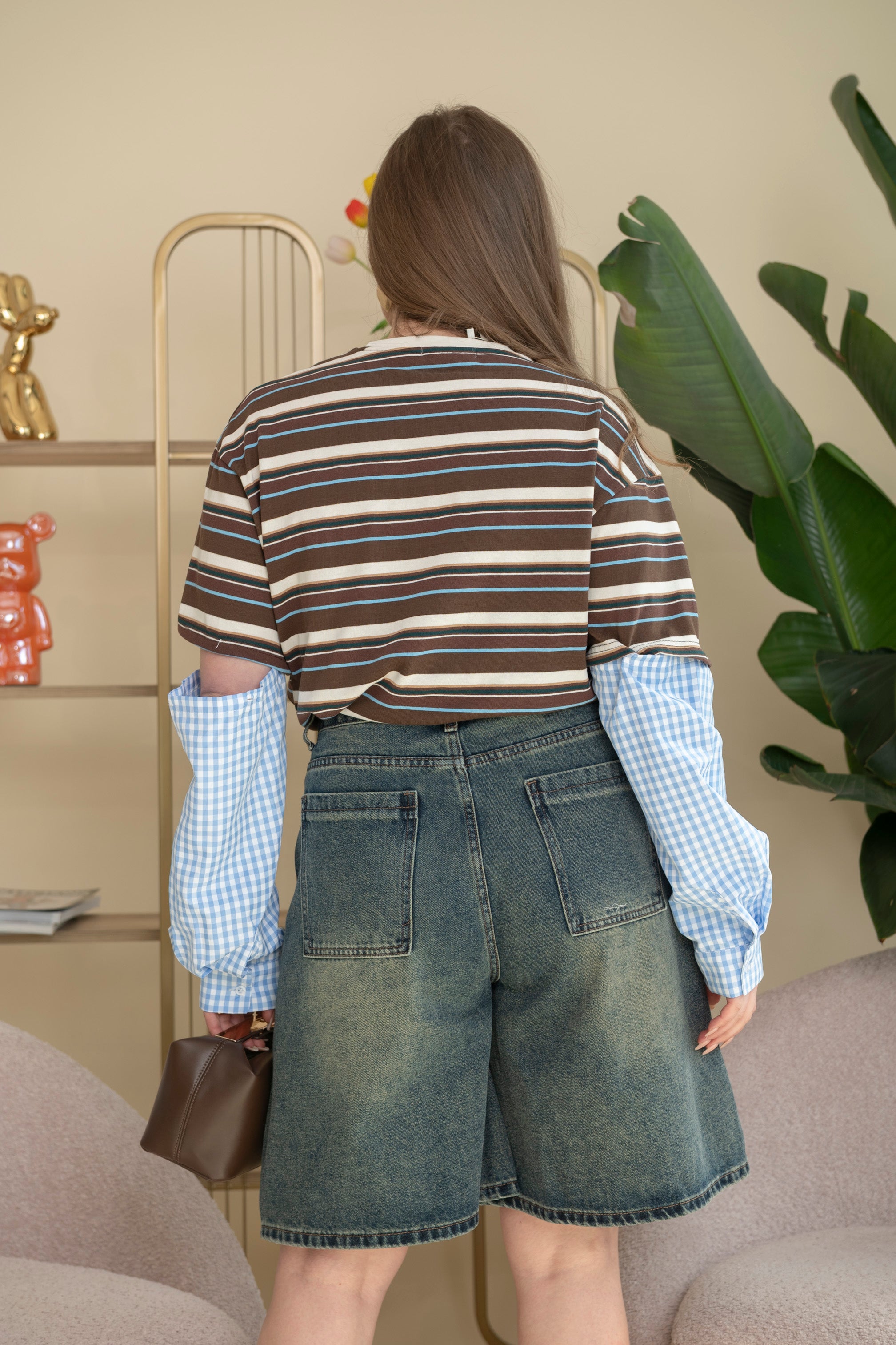 Maglia con manica effetto camicia