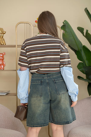 Maglia con manica effetto camicia