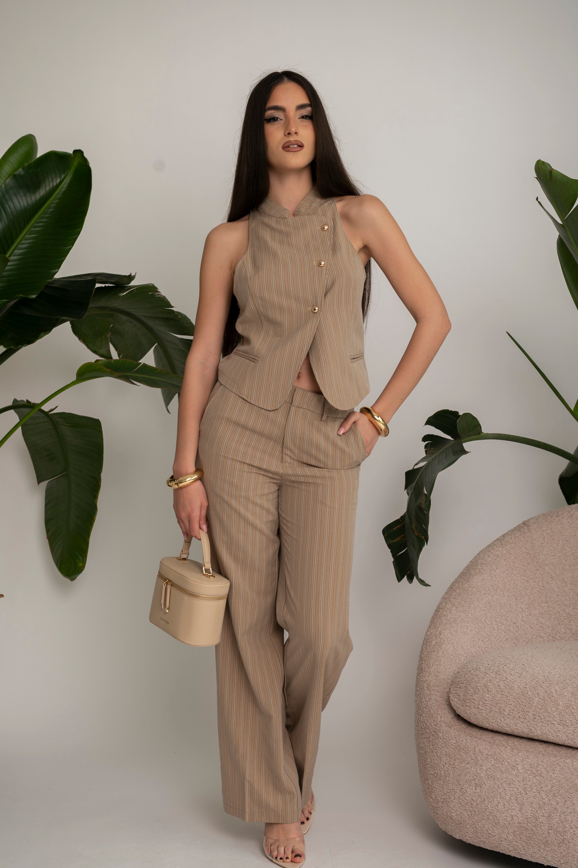 Cordset gessato beige