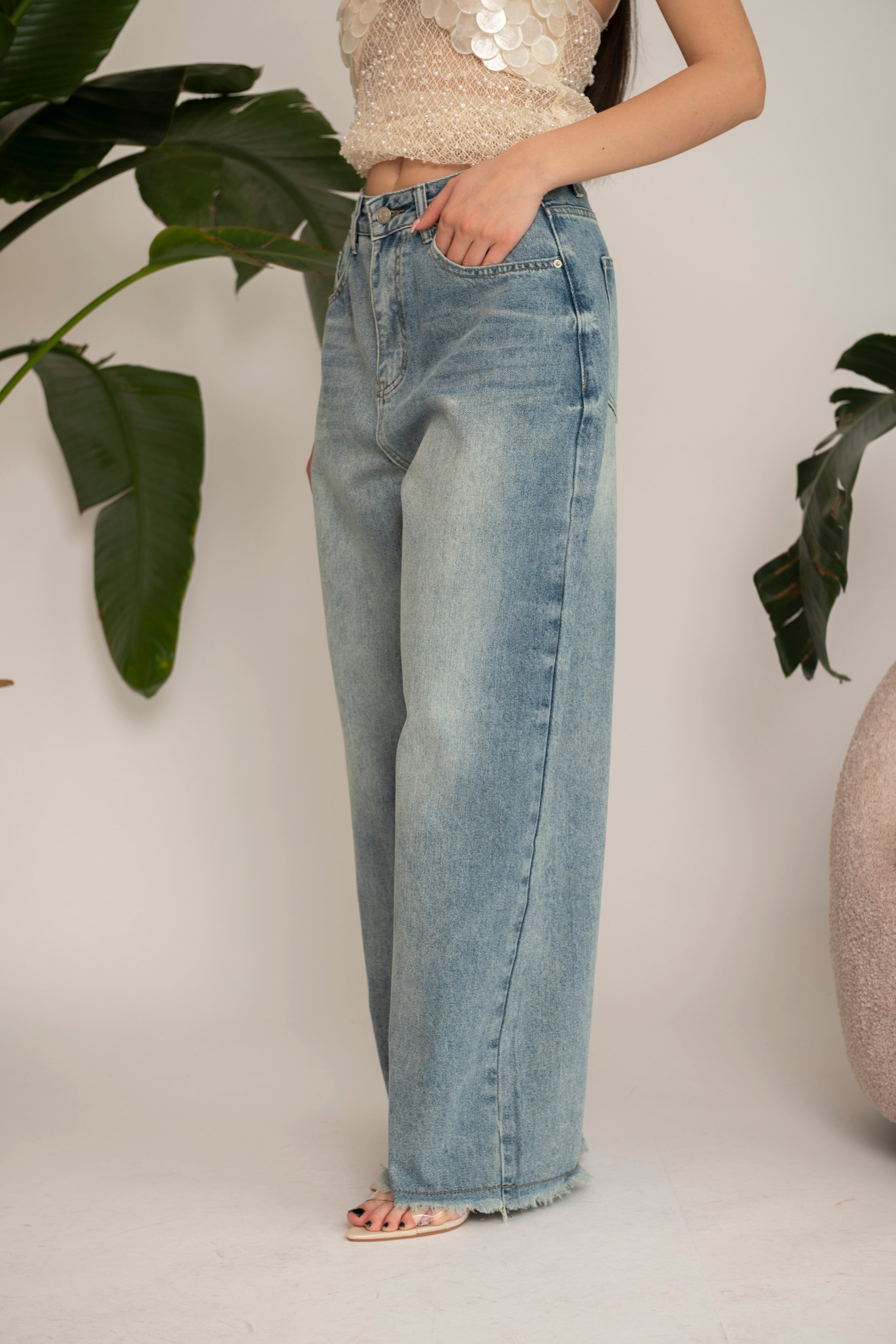 Jeans gamba larga