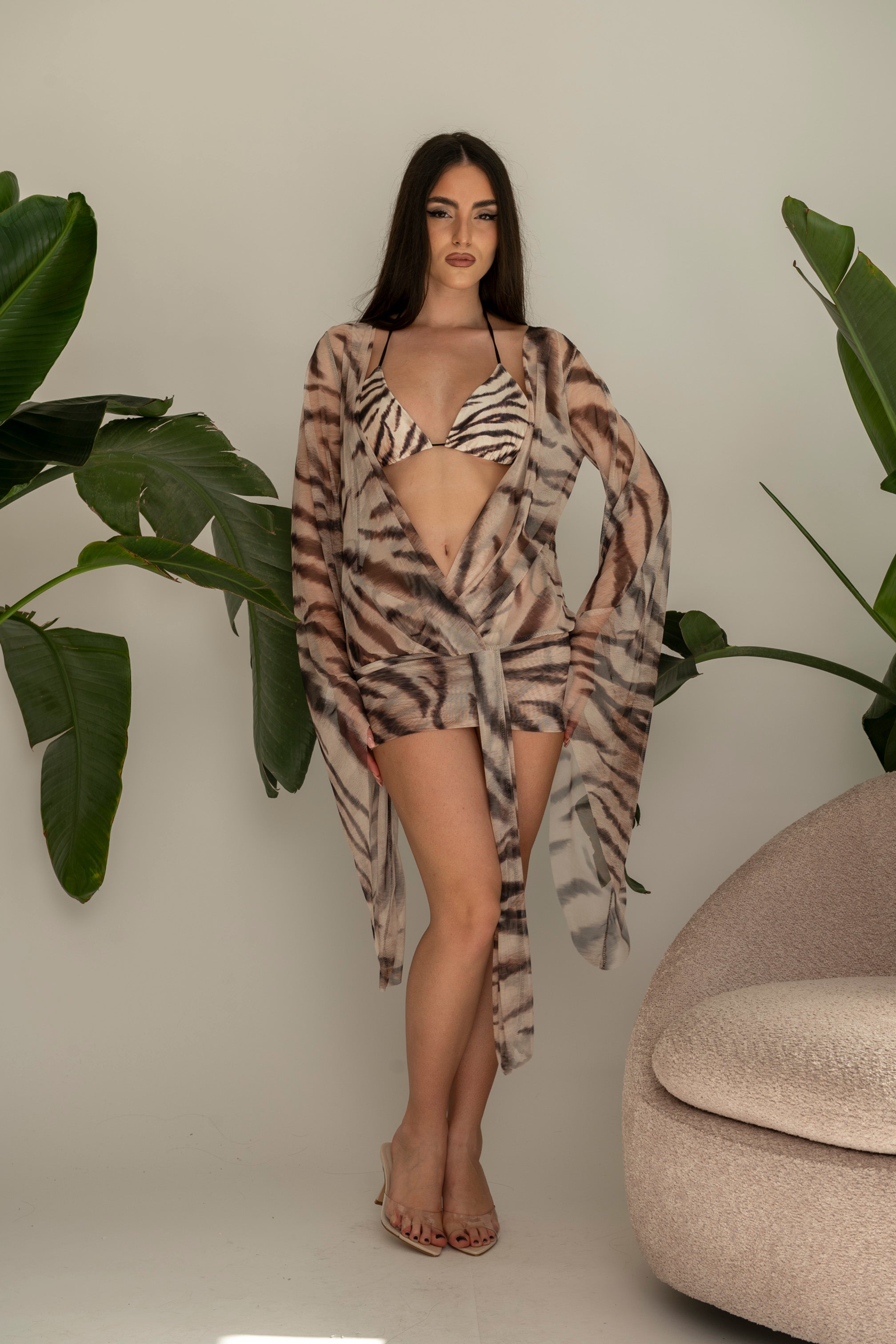 Copricostume con bikini animalier