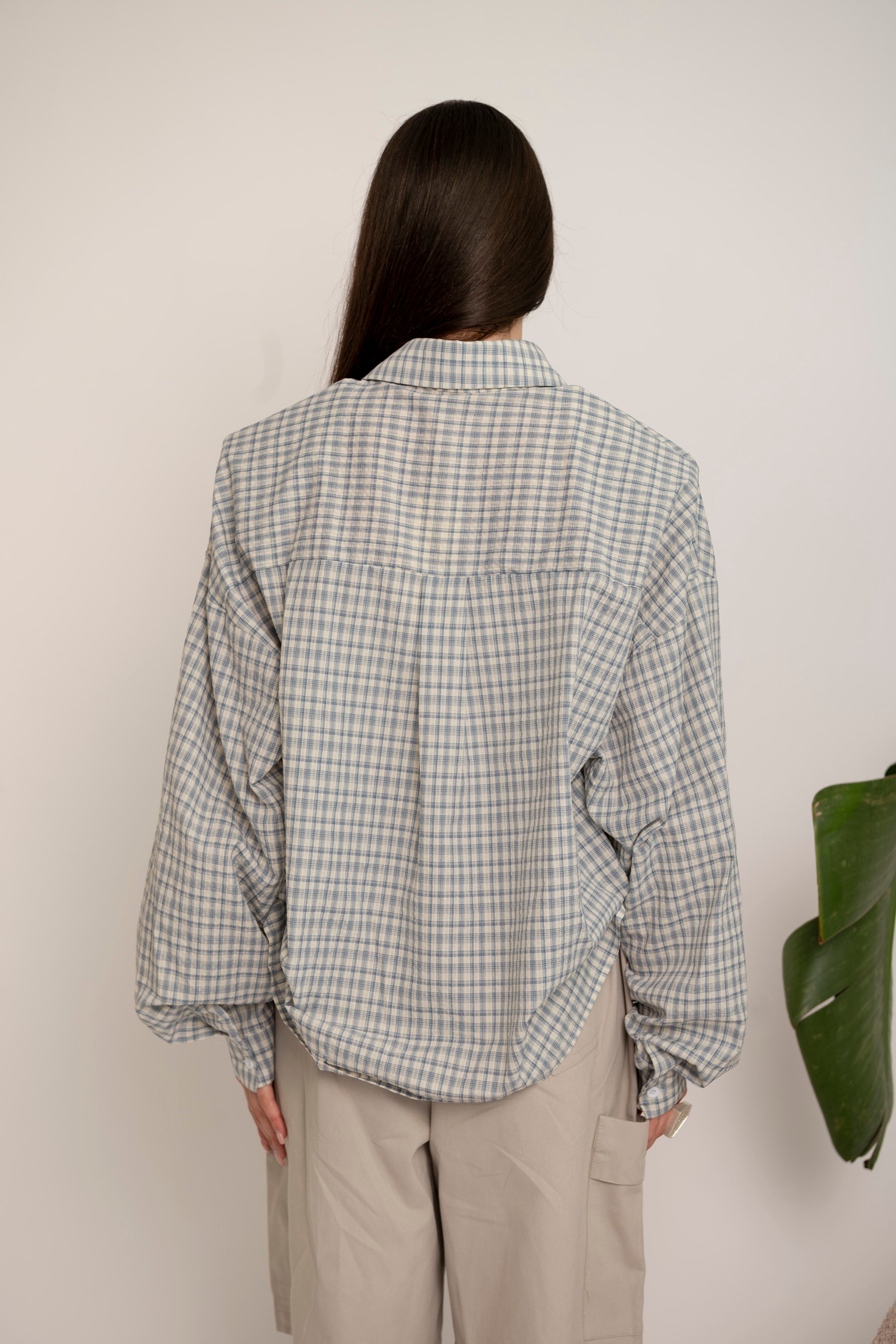 Camicia crop a quadri