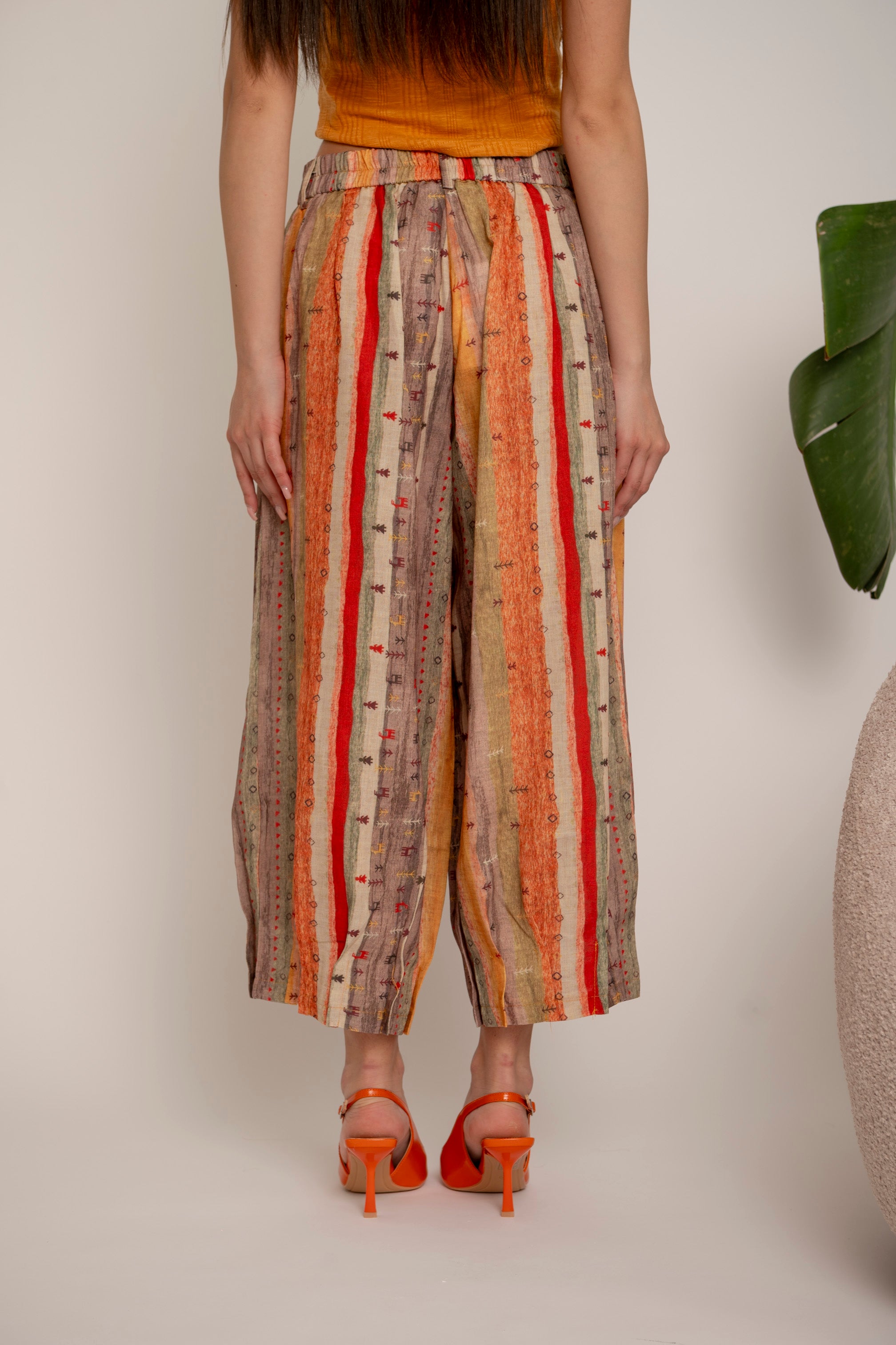 Pantalone in lino multicolor