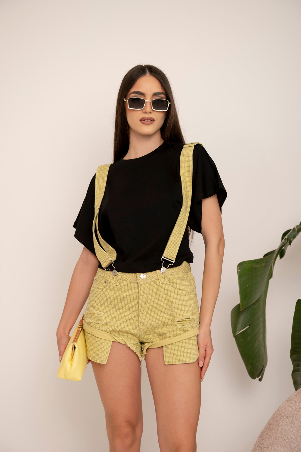 Salopette con pantaloncino