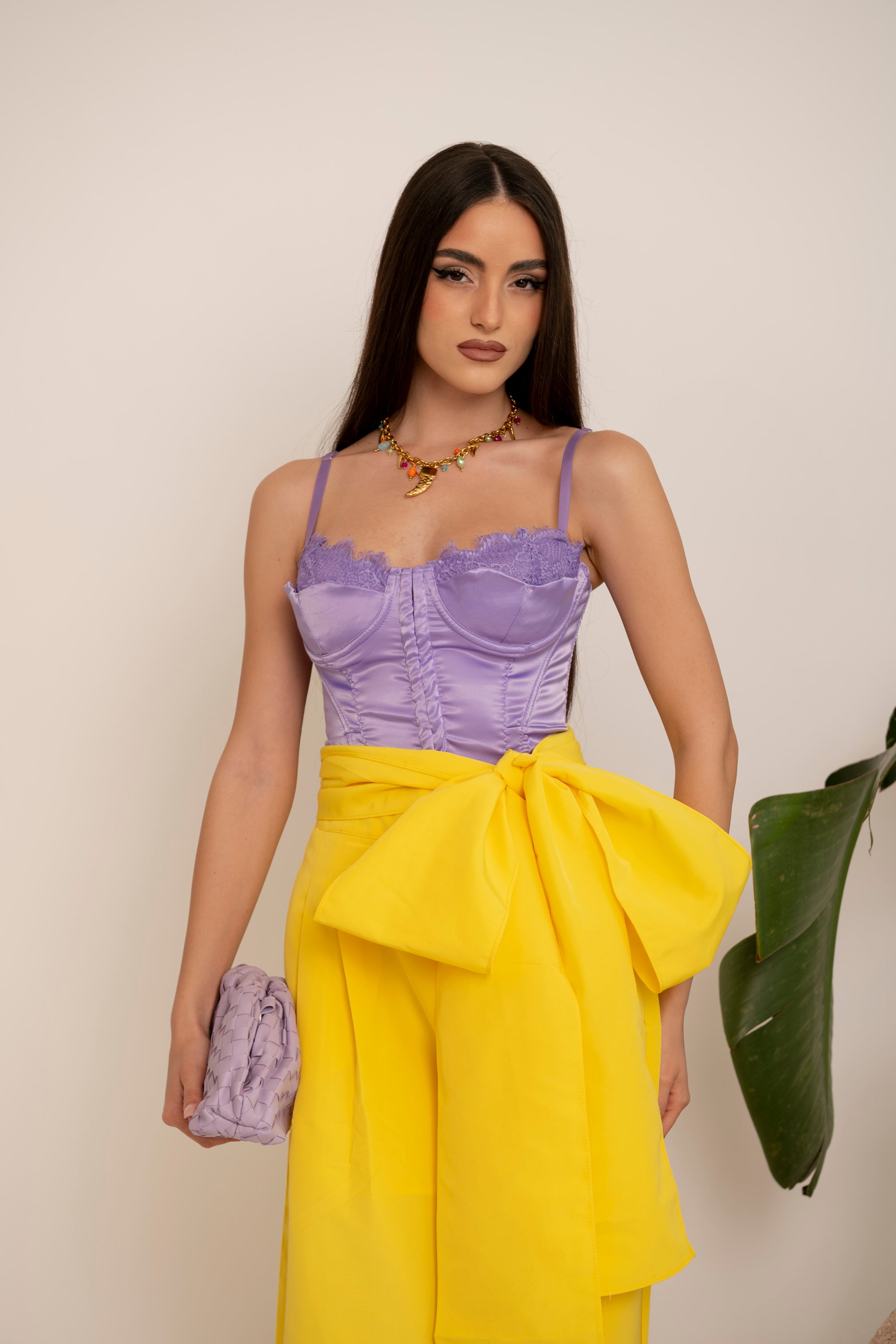 Corsetto in raso lilla