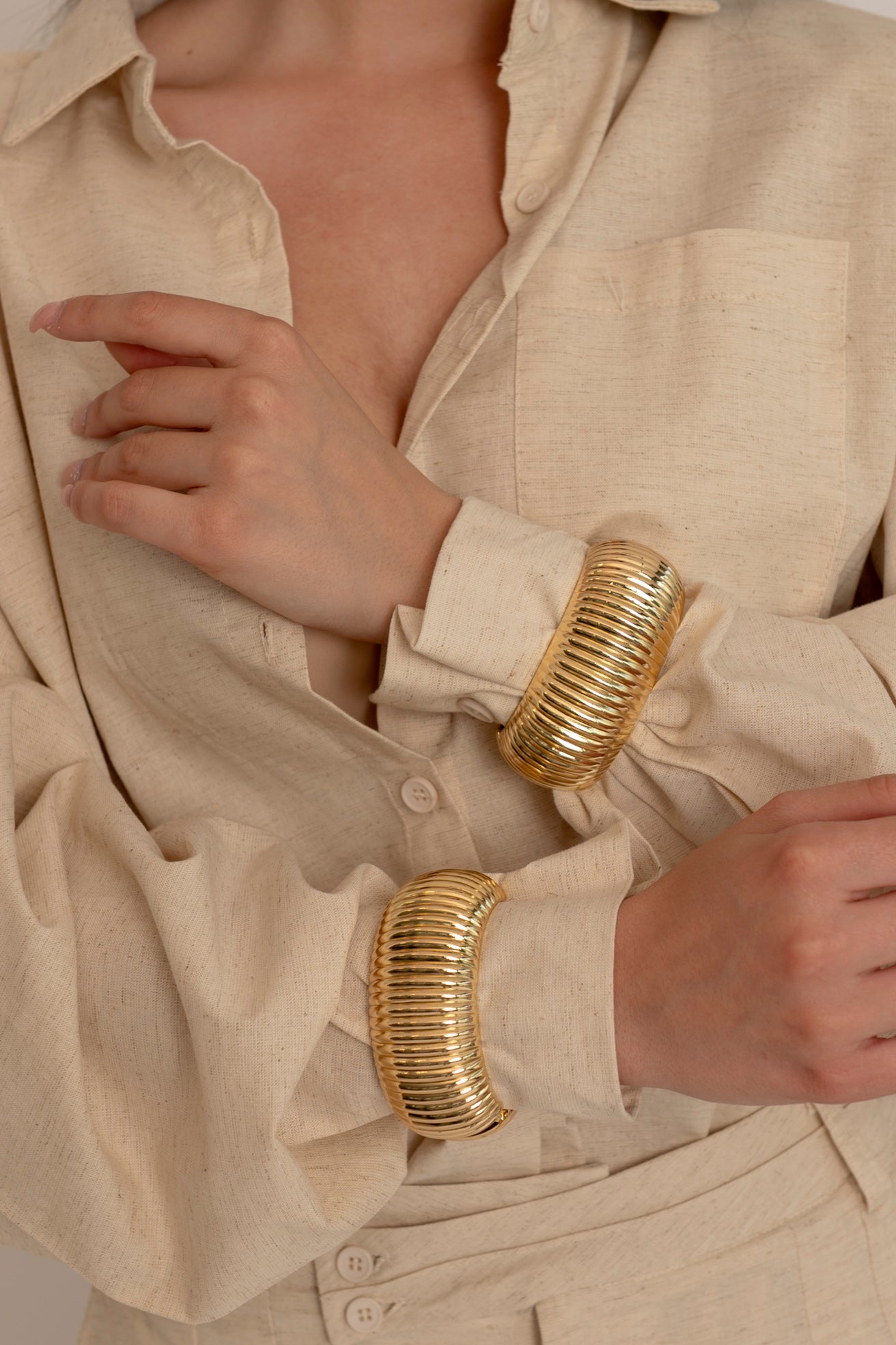 Bracciale rigato gold