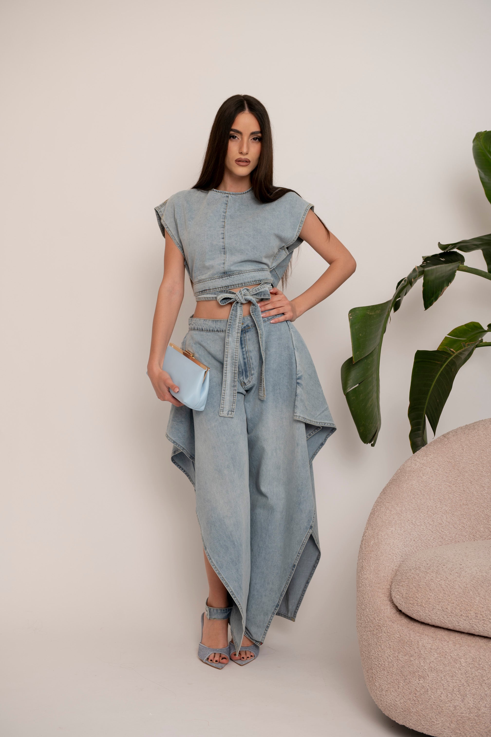 Cordset rouche in denim