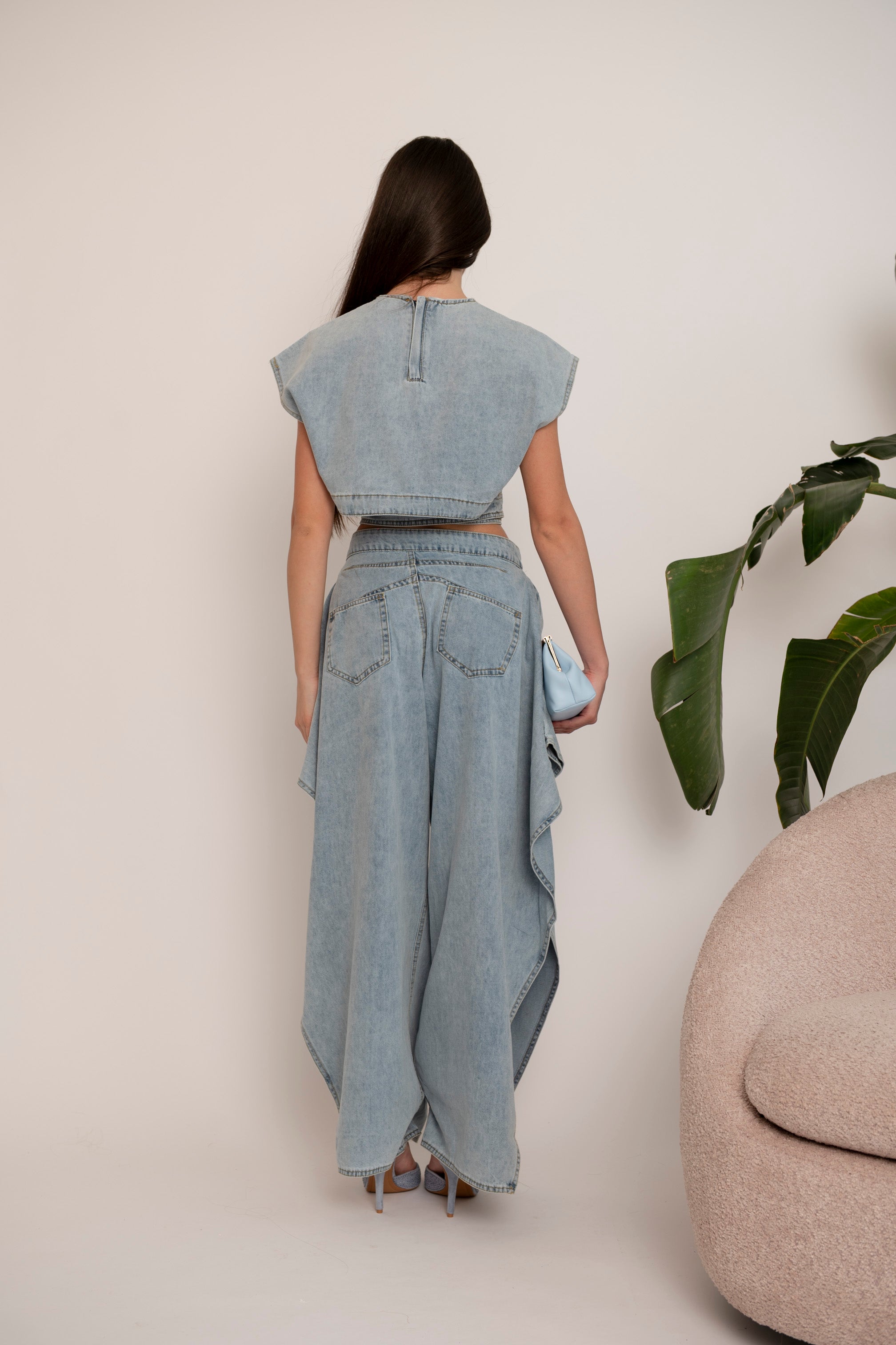 Cordset rouche in denim