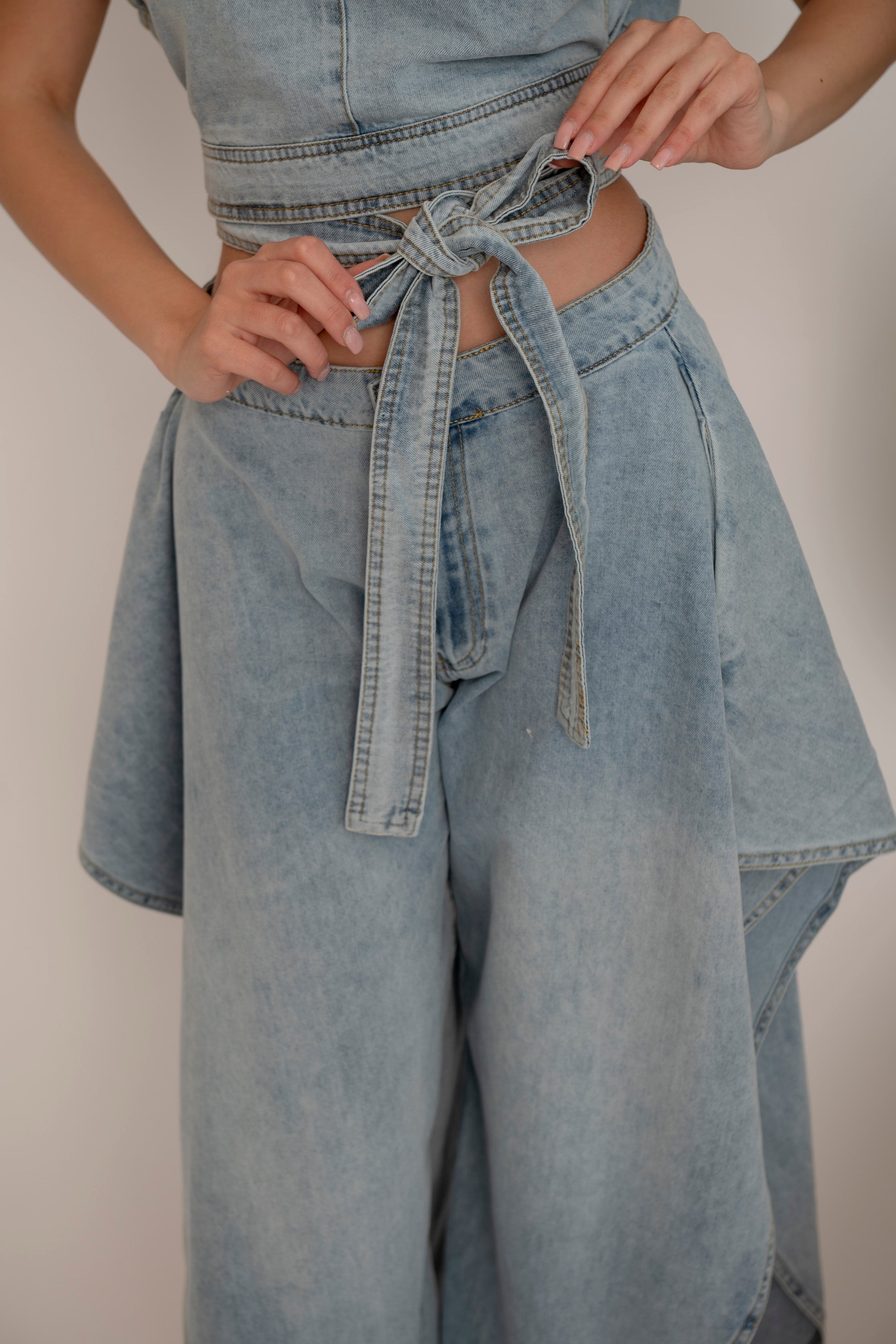Cordset rouche in denim