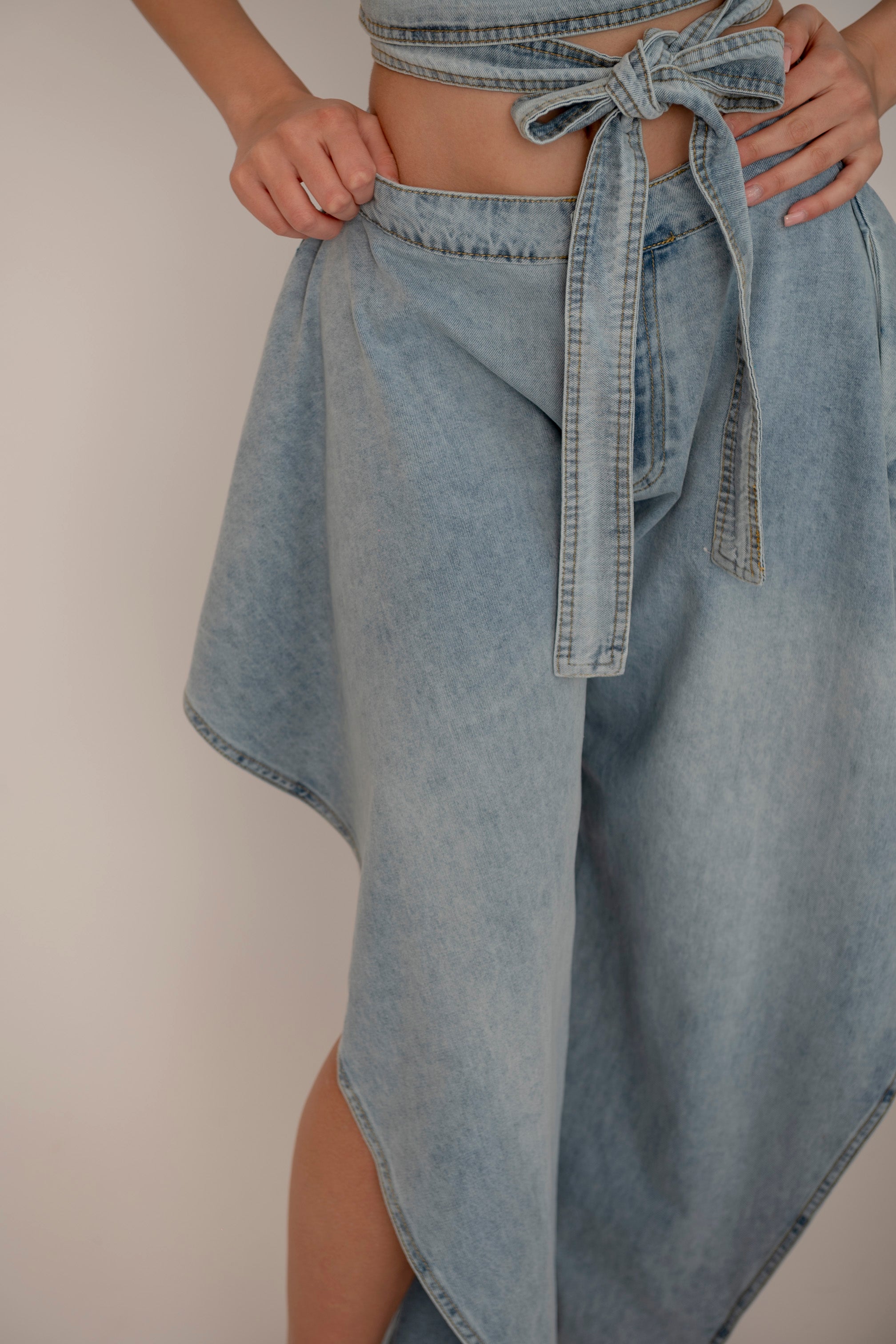 Cordset rouche in denim