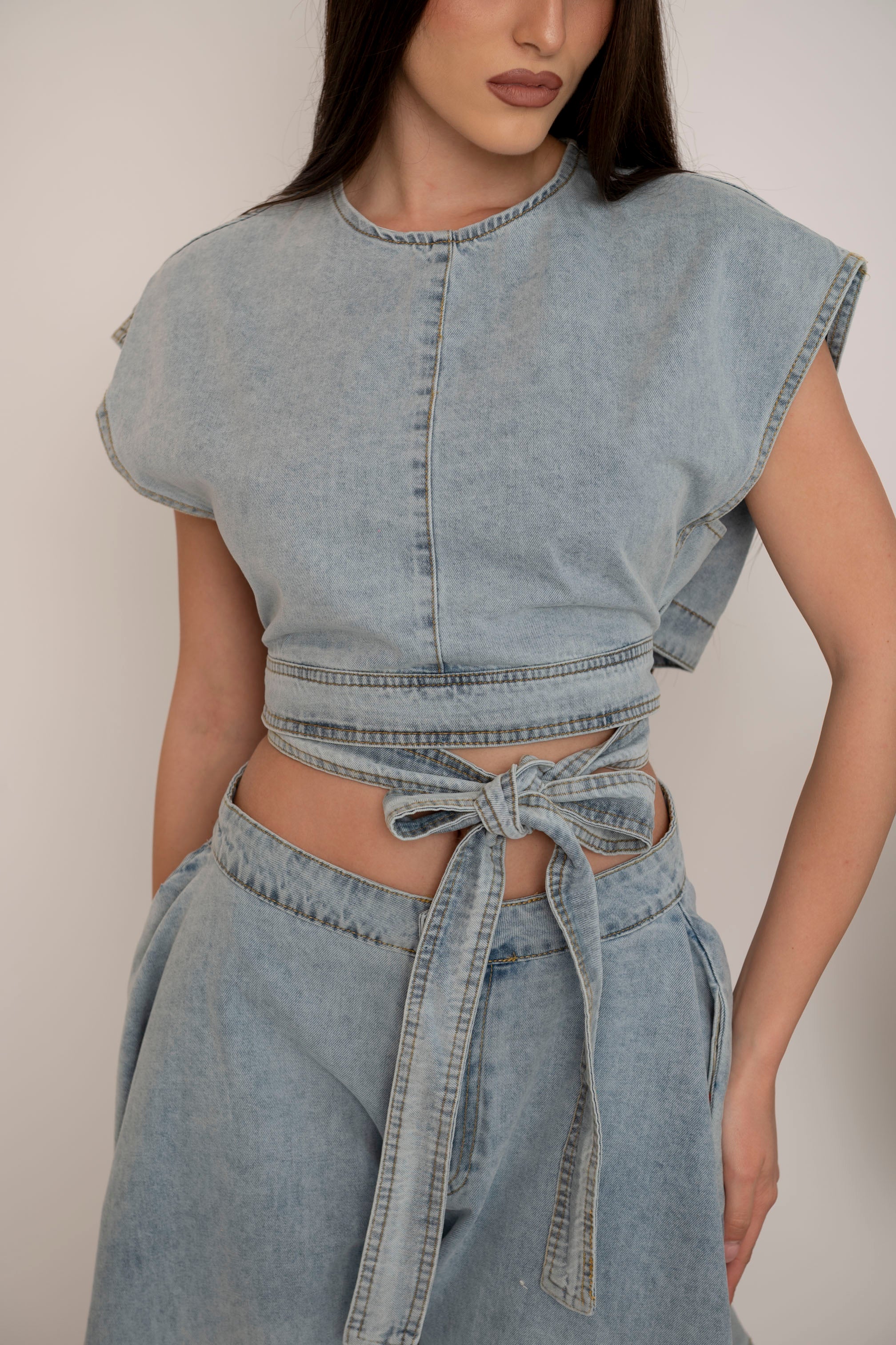 Cordset rouche in denim