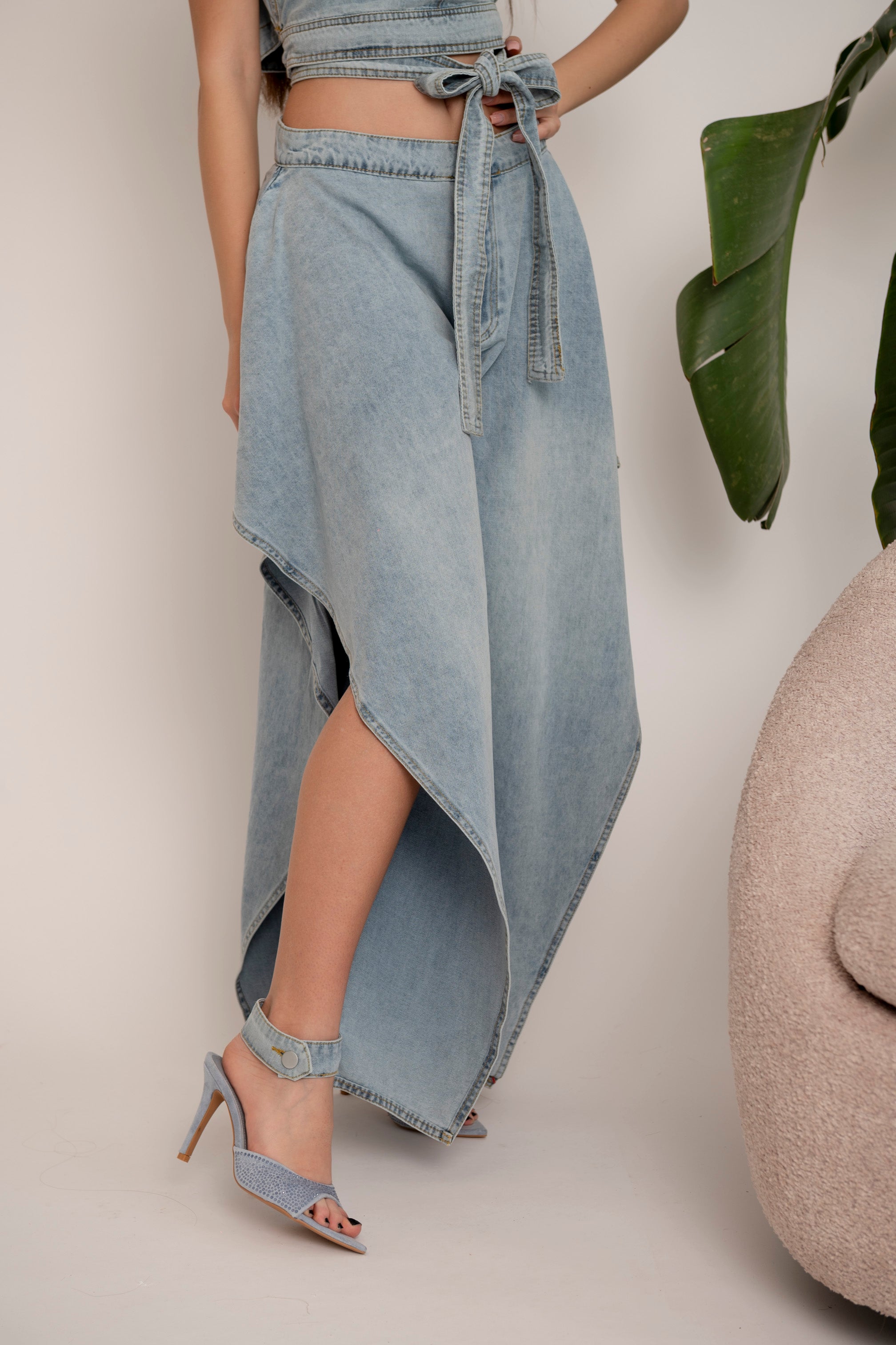 Cordset rouche in denim