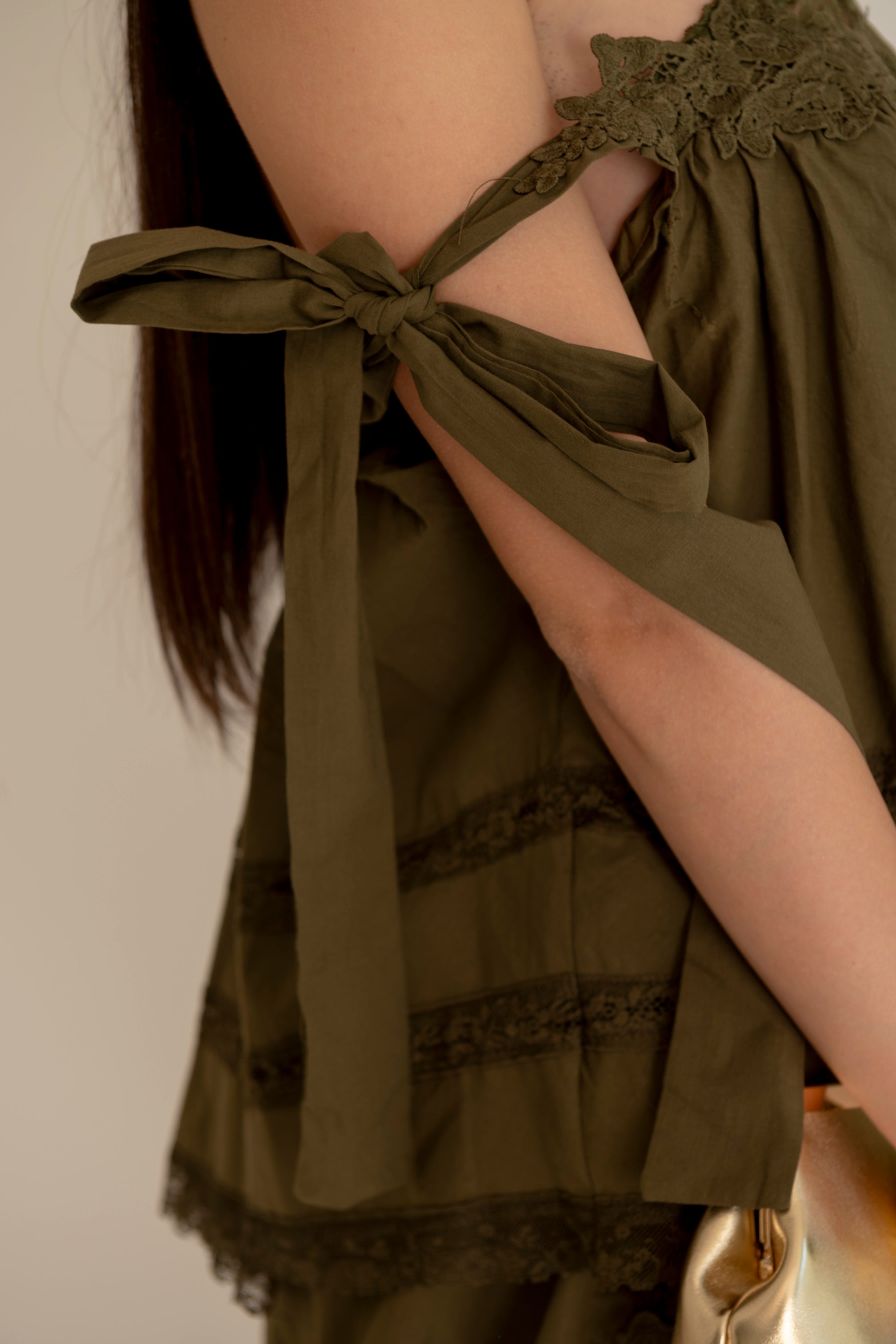 Cordset green con dettagli in pizzo