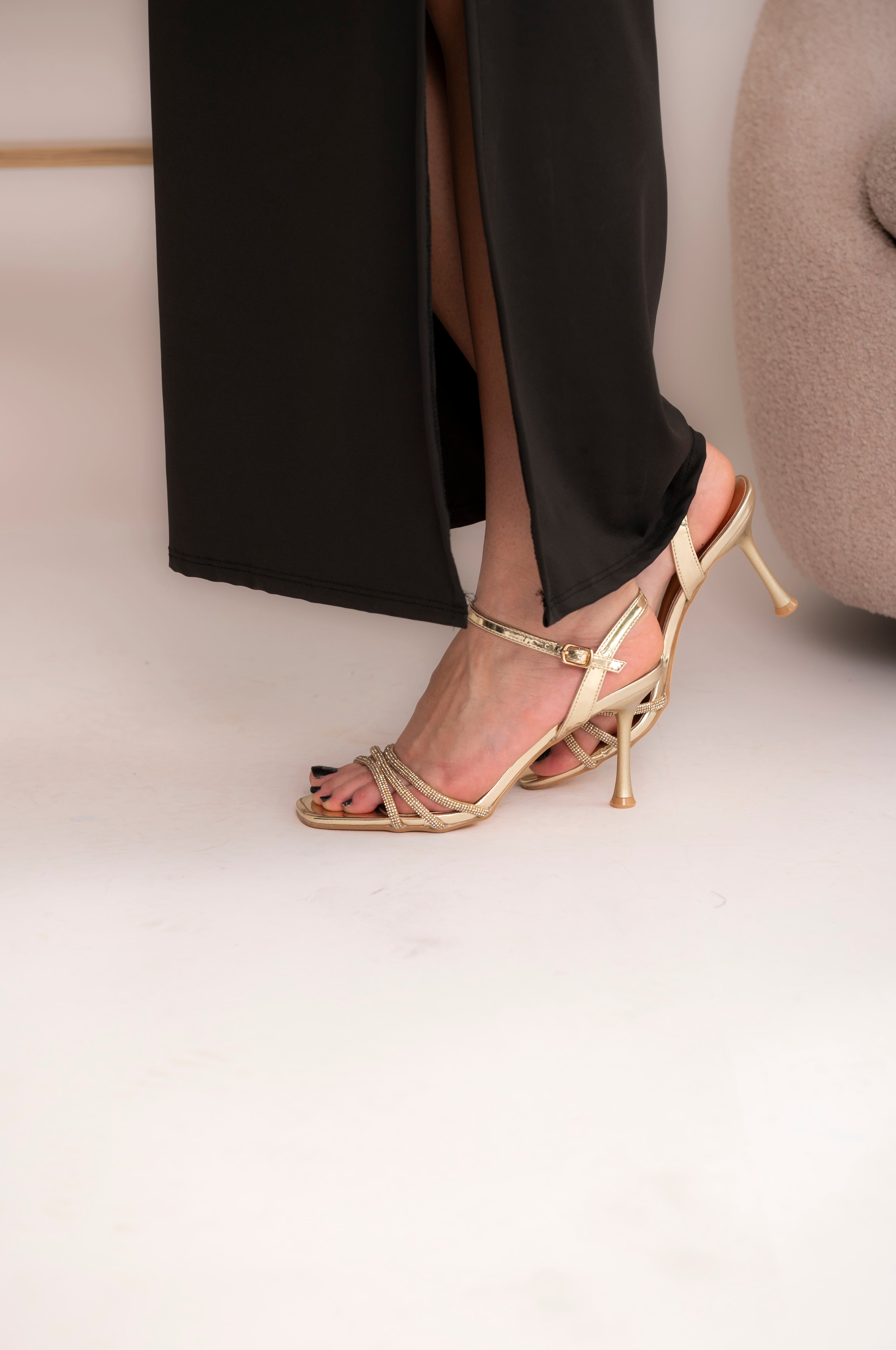 Sandali strass gold