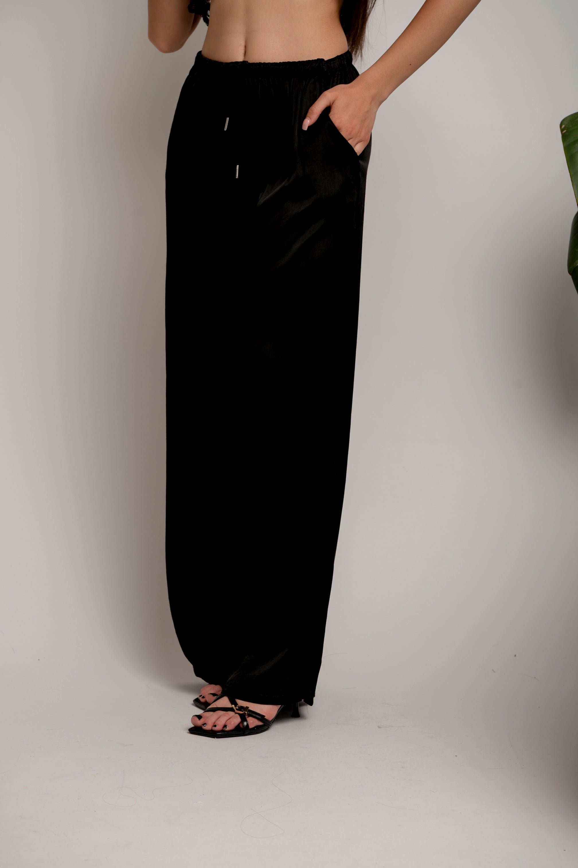 Pantalone palazzo in raso
