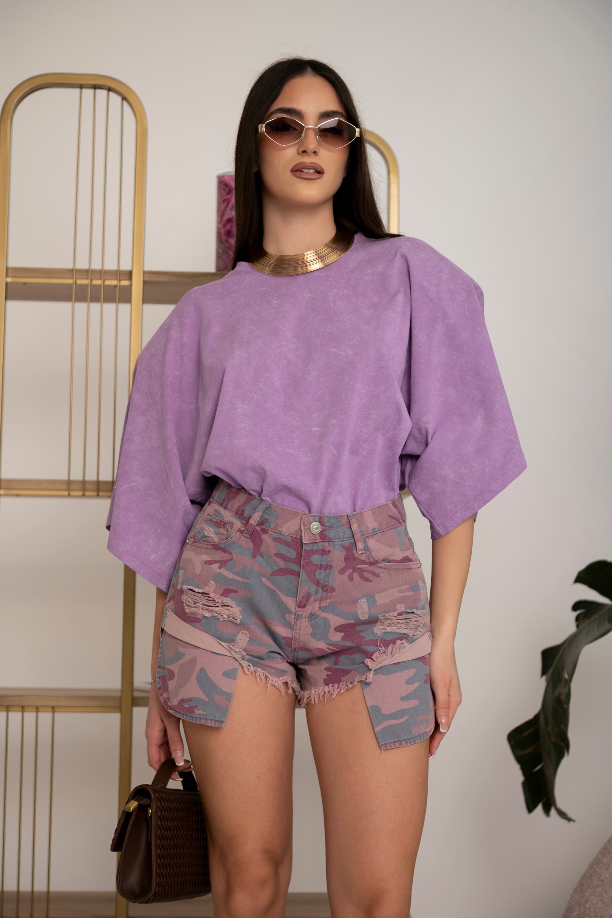 T-Shirt crop lilla