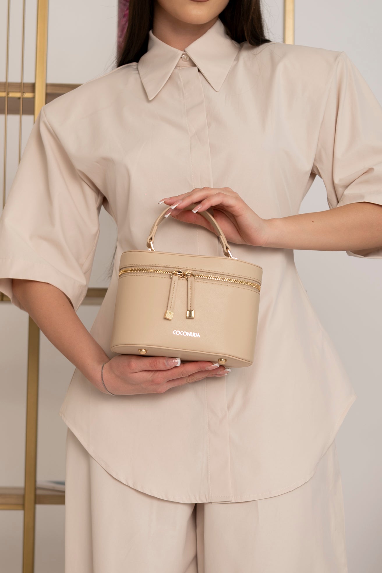 Borsa bauletto beige