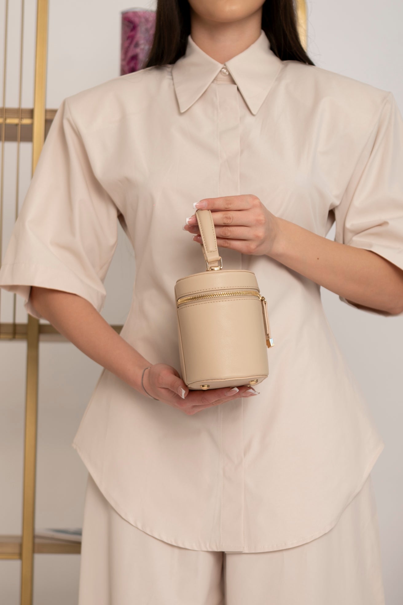 Borsa bauletto beige