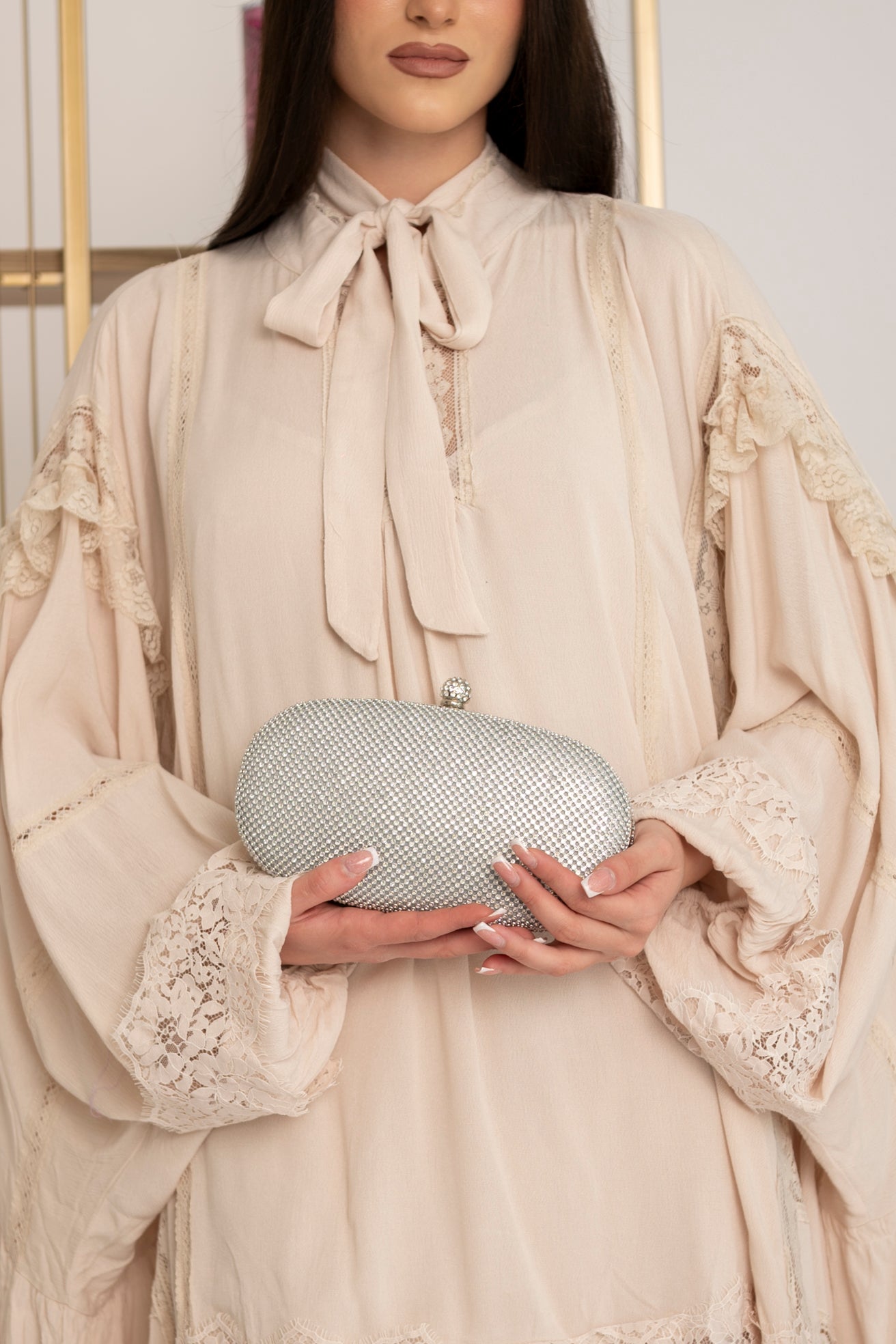 Pochette ovale strass