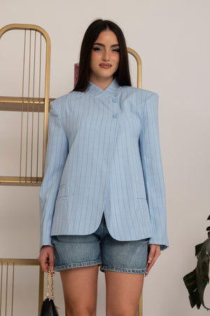 Giacca gessata azzurra