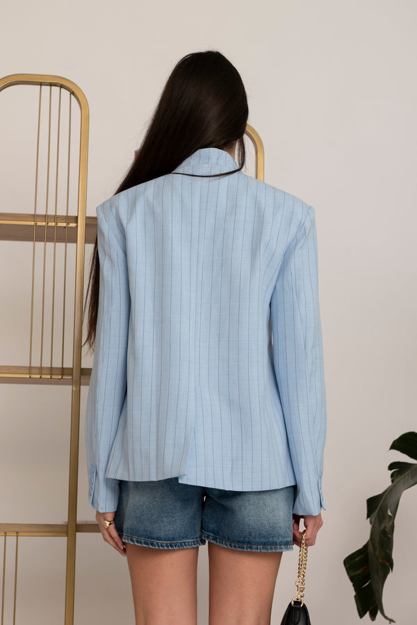Giacca gessata azzurra