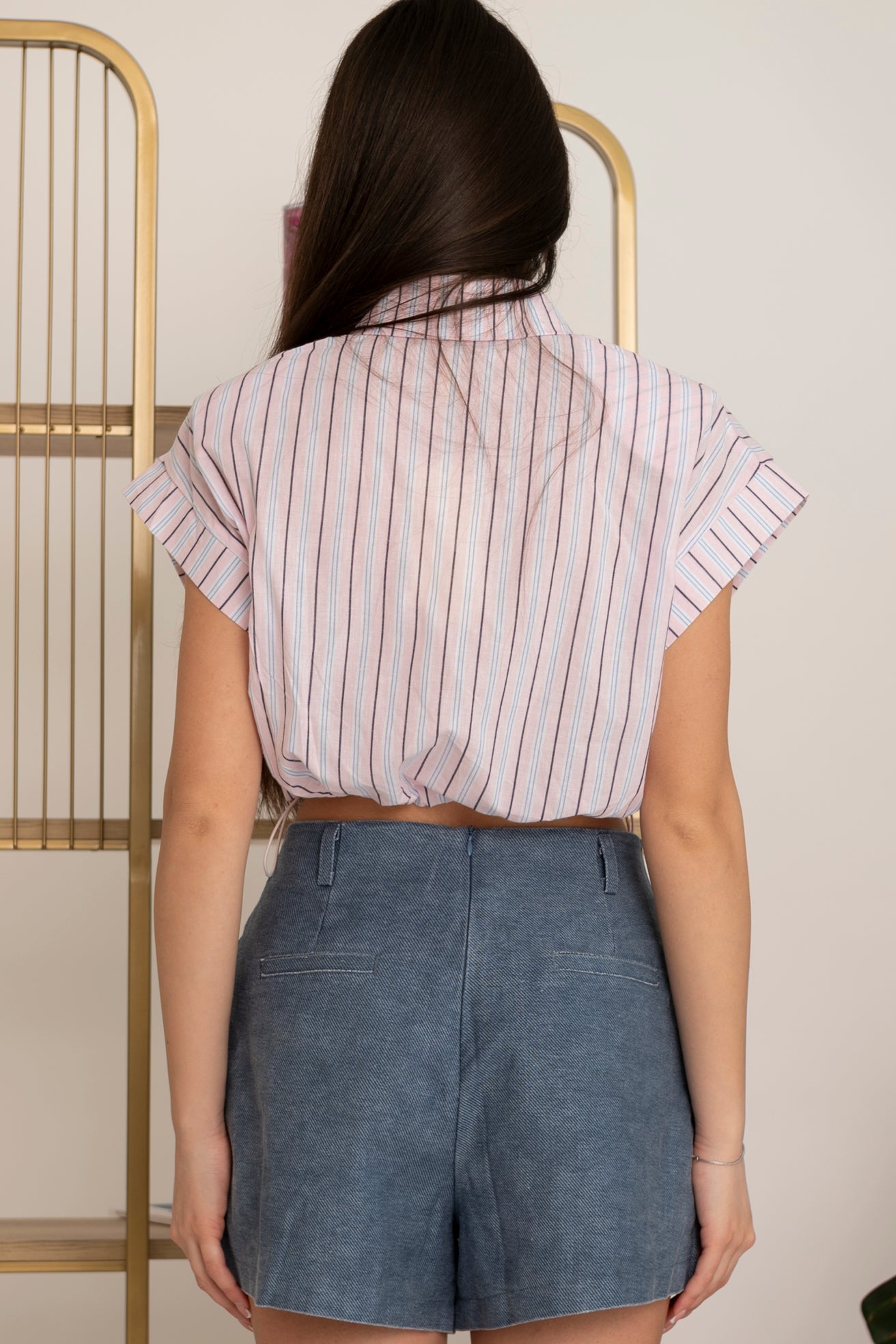 Camicia crop a righe