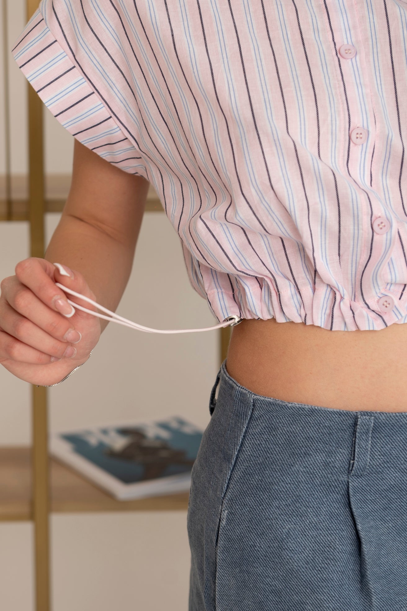 Camicia crop a righe