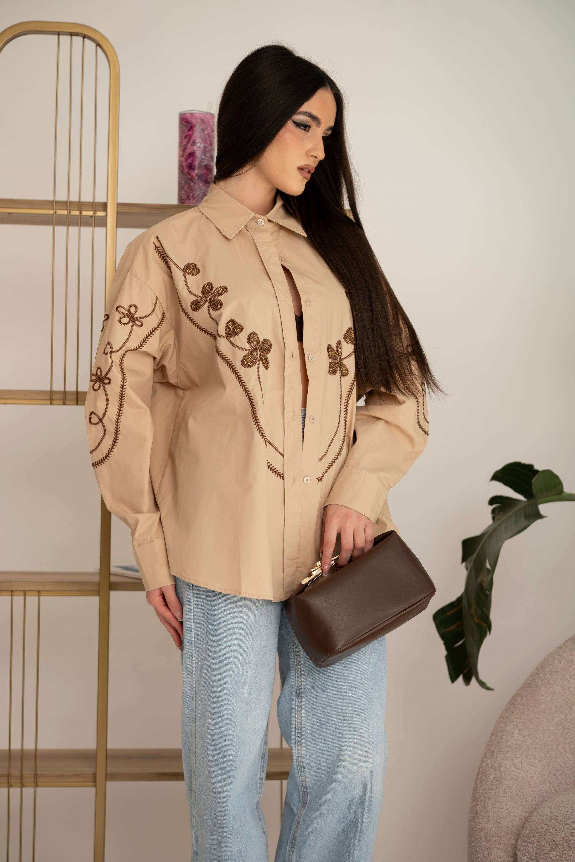 Camicia fiori e perline