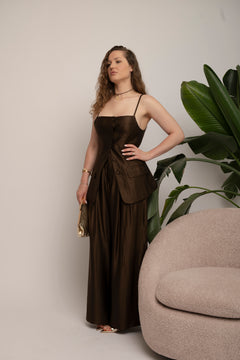 Cordest satin gilet e pantalone