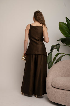 Cordest satin gilet e pantalone
