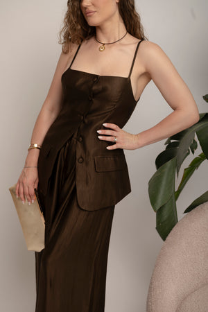 Cordest satin gilet e pantalone