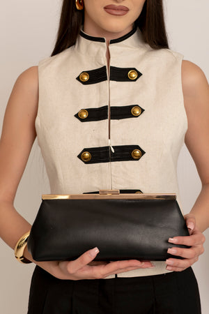Pochette rettangole manico gold