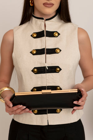 Pochette rettangole manico gold