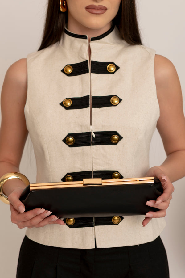 Pochette rettangole manico gold