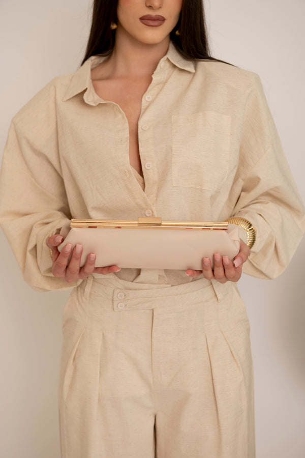 Pochette rettangole manico gold