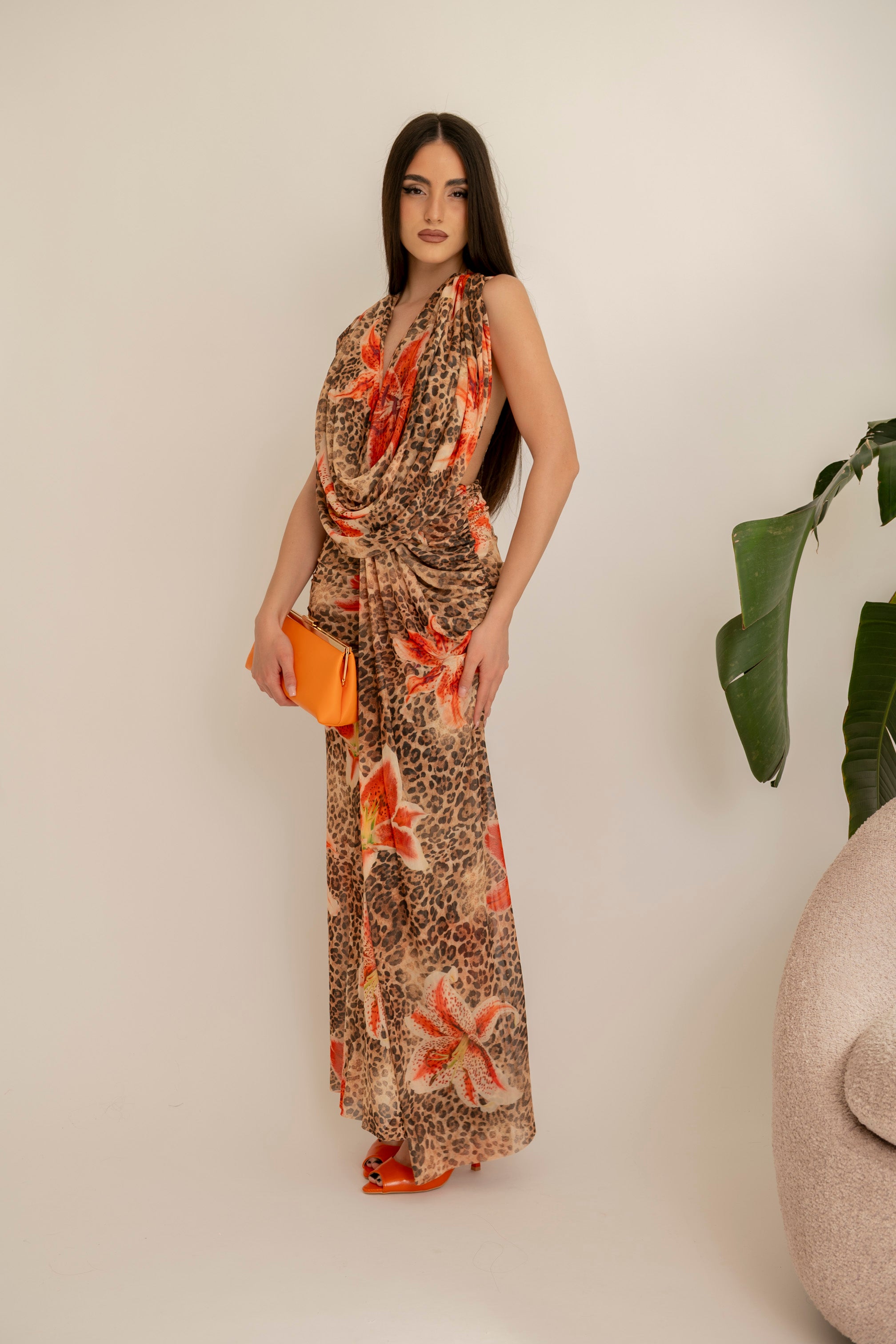Abito con scollo animalier Lumina