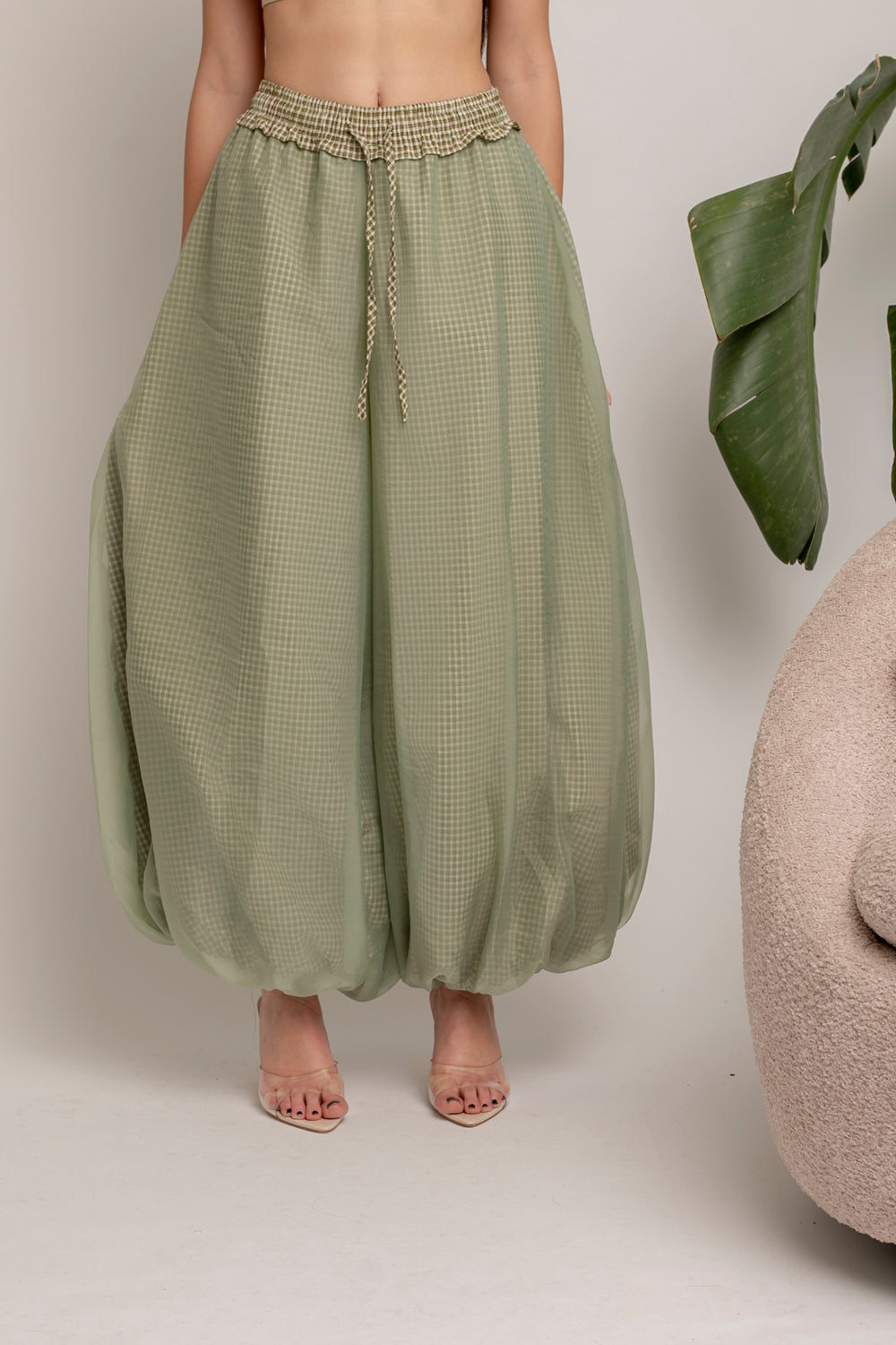 Pantalone ballon quadroni green