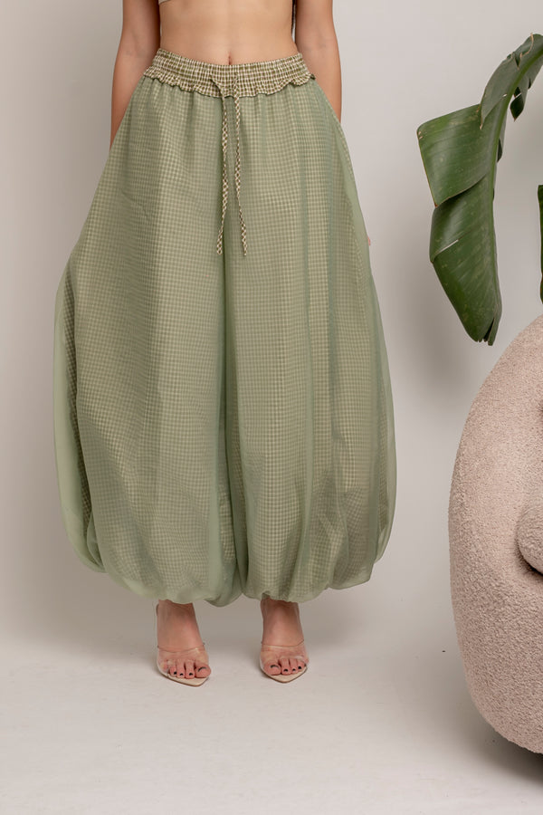Pantalone ballon quadroni green