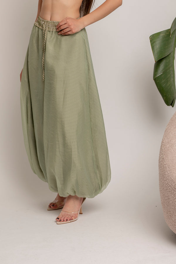 Pantalone ballon quadroni green
